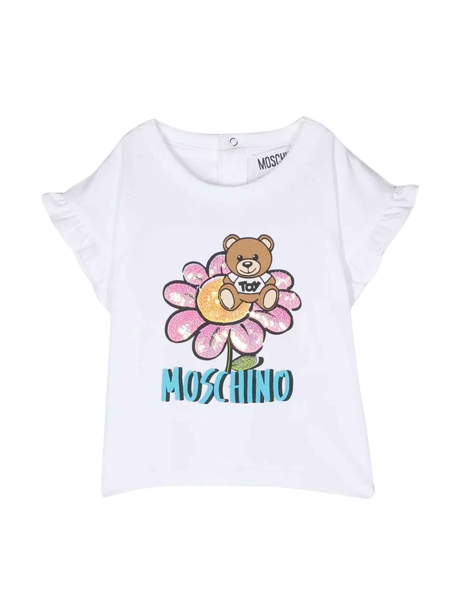 MOSCHINO WHITE T-SHIRT BABY GIRL