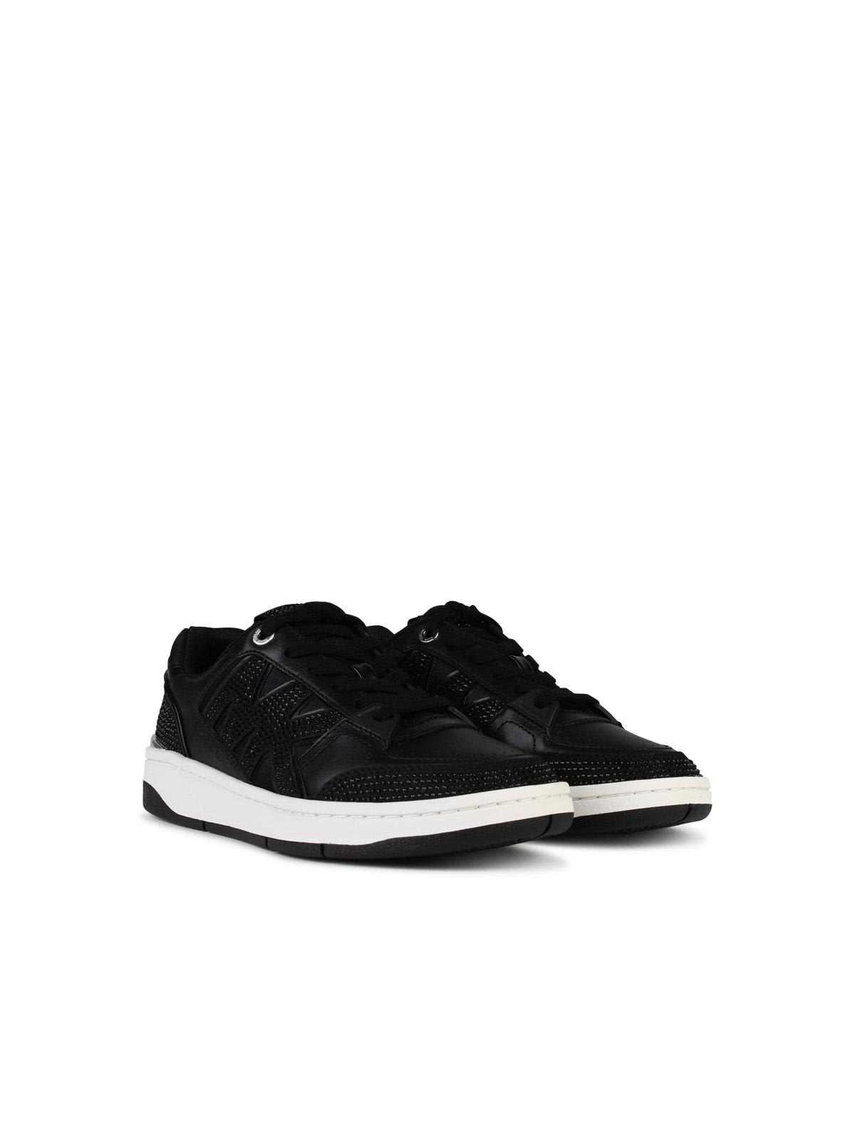 MICHAEL MICHAEL KORS REBEL BLACK LEATHER SNEAKERS 