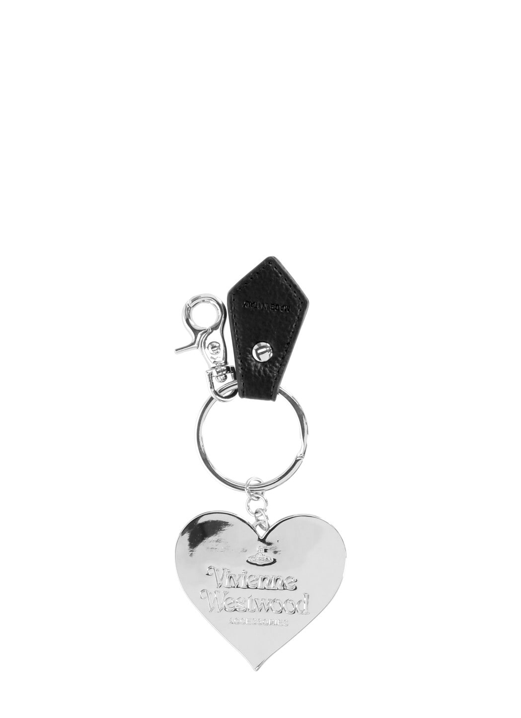 Vivienne Westwood Mirror Heart Orb Keyring In Black