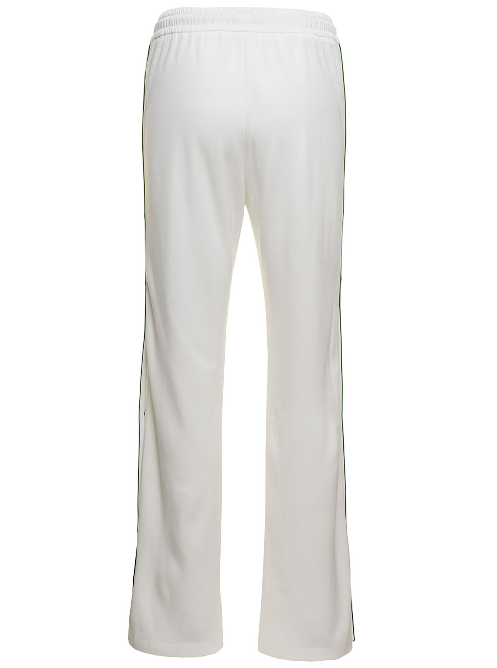 Shop Gucci Tennis Club White Jogger Pants With Snap Buttons And Web Detail In Tech Jersey Woman