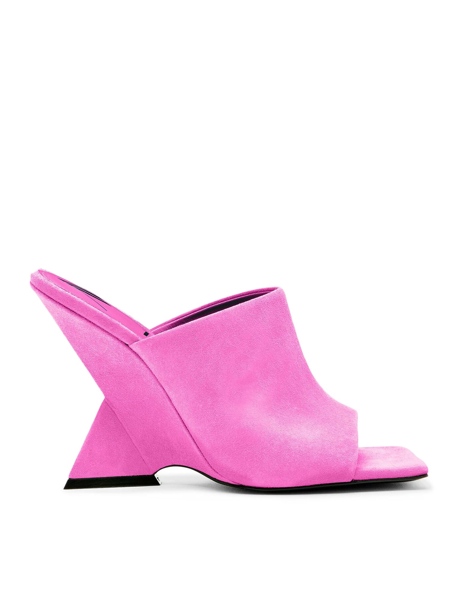 Attico Cheope Suede Mules In Fluo Pink