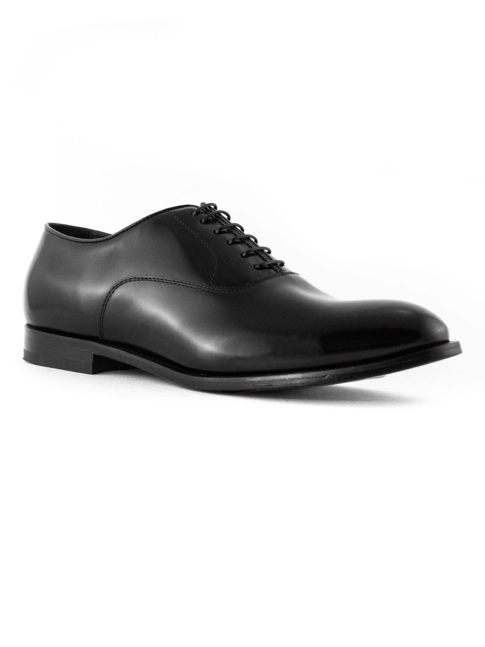 Shop Doucal's Oxford Black Leather Laced Shoes In Nero