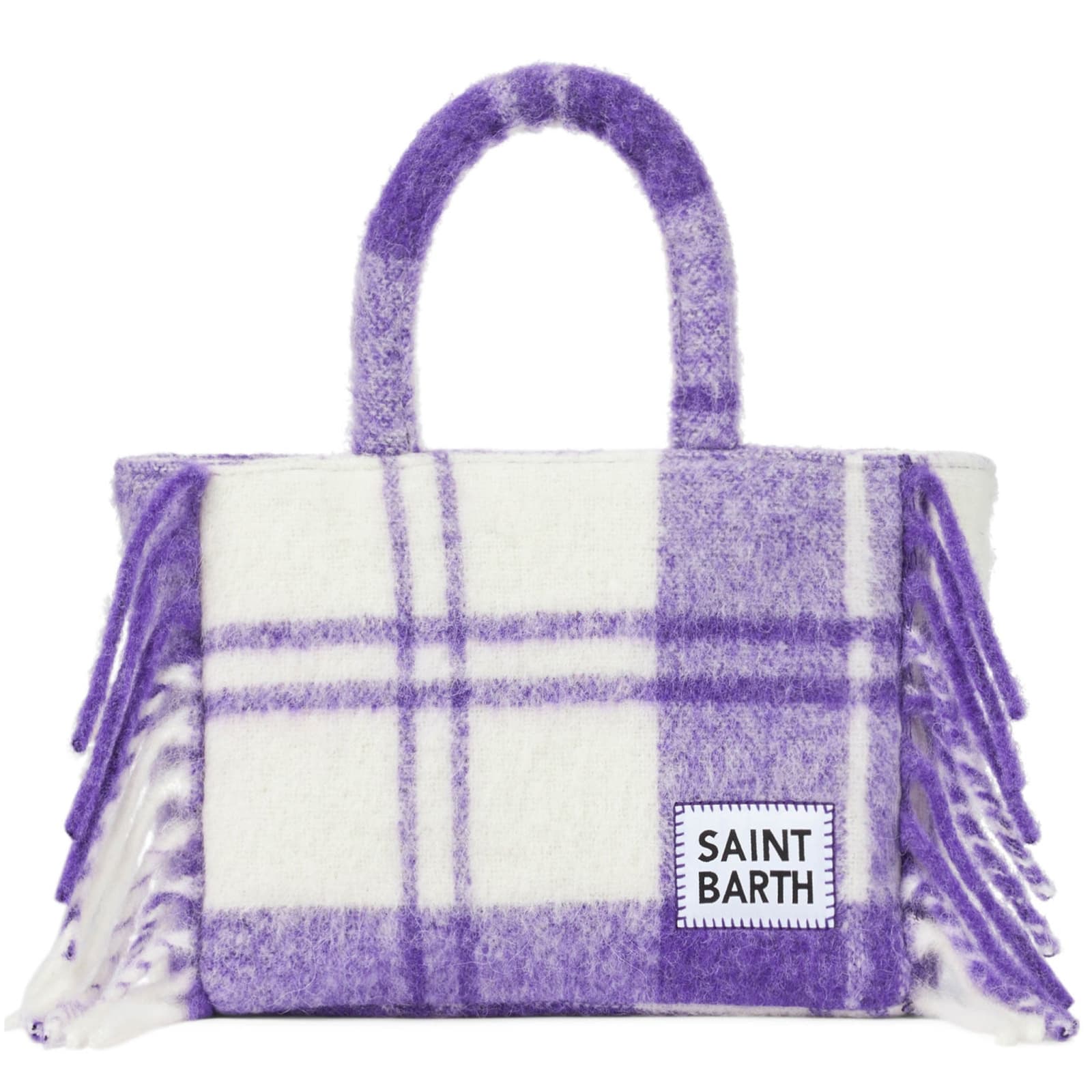 Mc2 Saint Barth Colette Blanket Handbag With Tartan Print In Pink