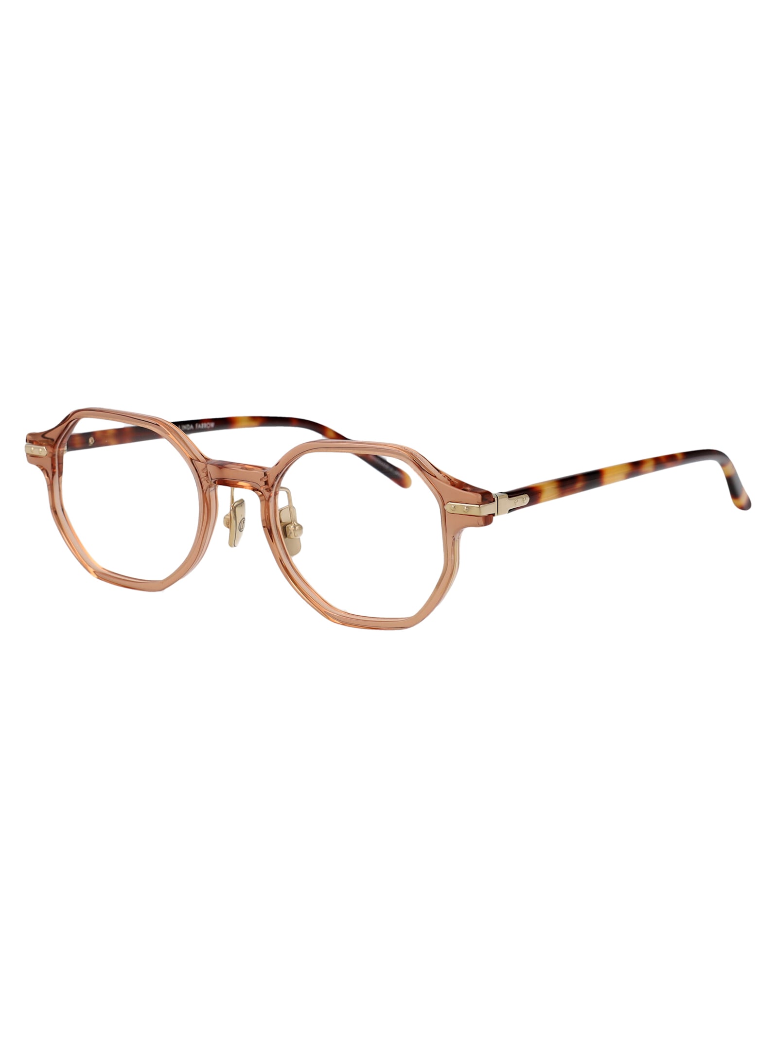 Linda Farrow Axis Glasses In Crystal Pink Havana
