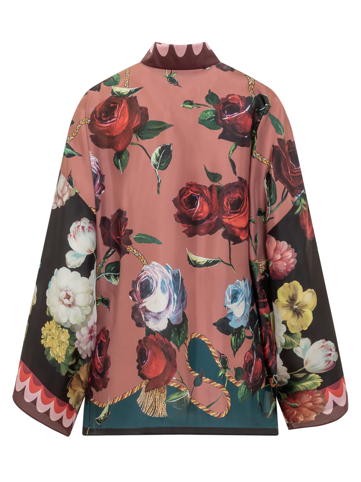 Shop Dolce & Gabbana Habotai Silk Flower Print Over Shirt In Variante Abbinata