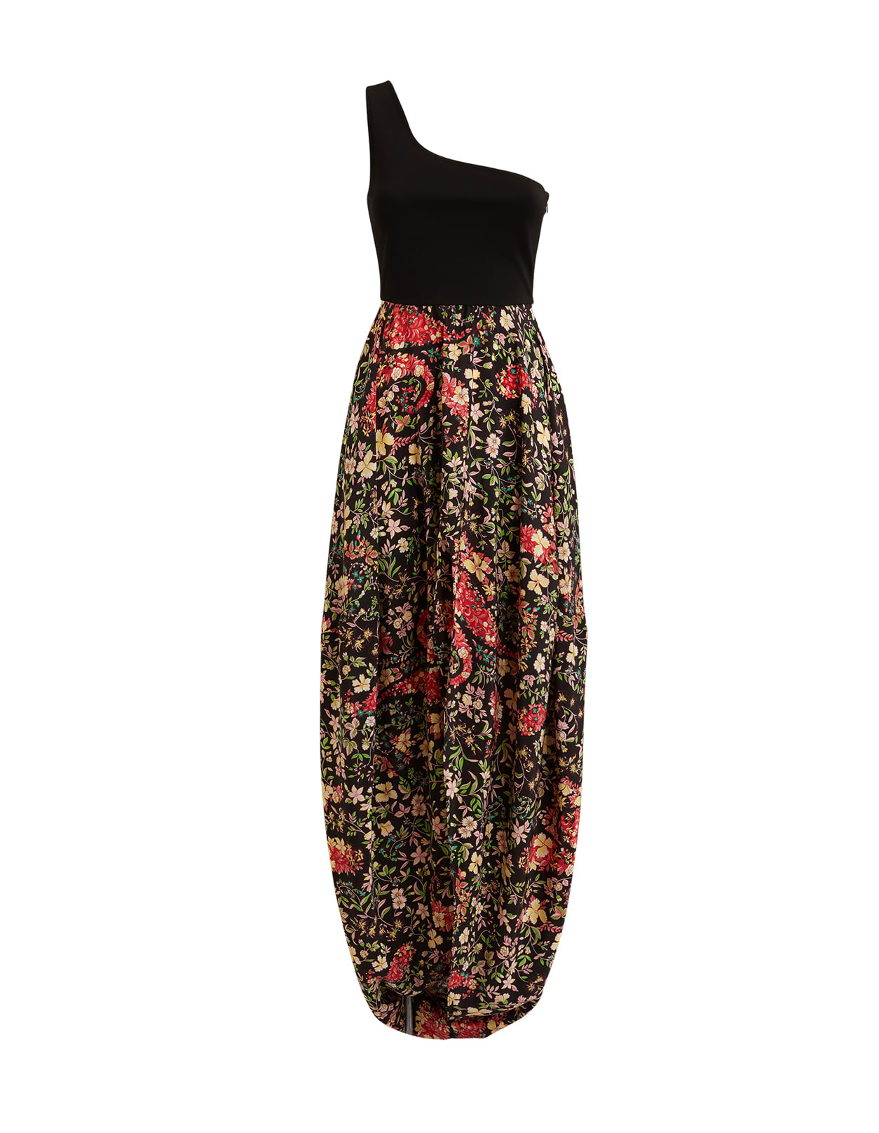 Etro Black One Shoulder Dress With Floral Paisley Print