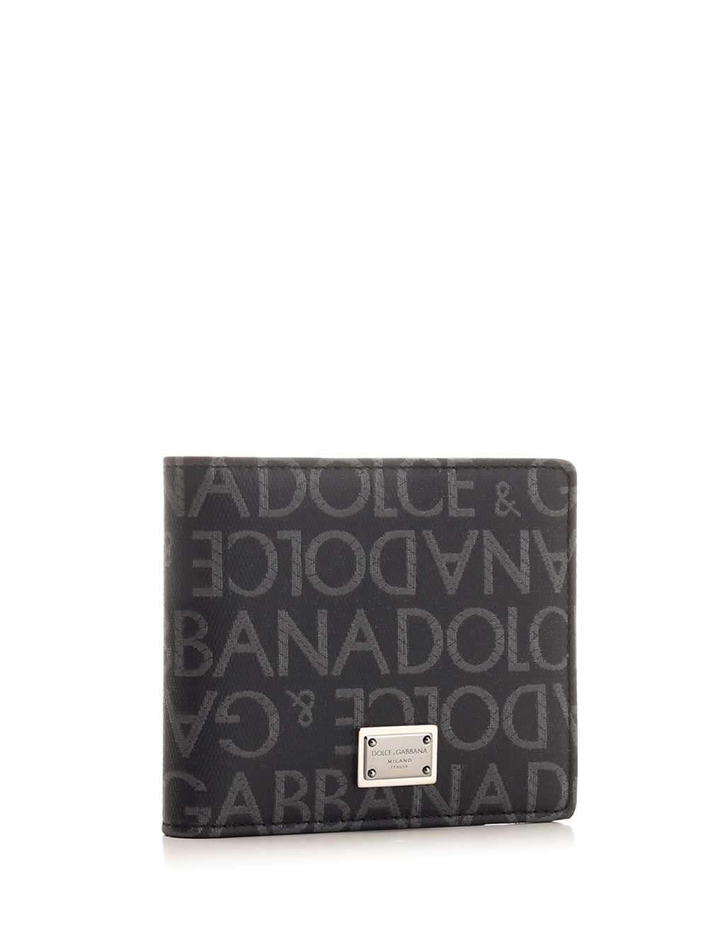 Shop Dolce & Gabbana Bifold Wallet With All Over Logo In Nero
