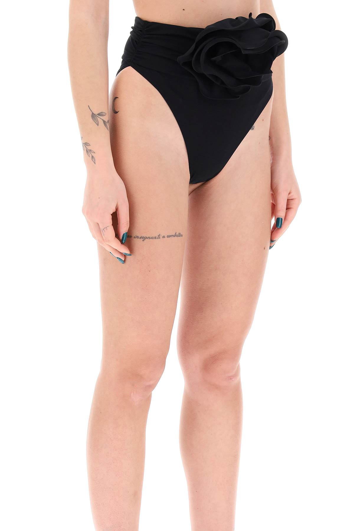 Shop Magda Butrym High-waisted Bikini Briefs With Flower Clip In Black (black)