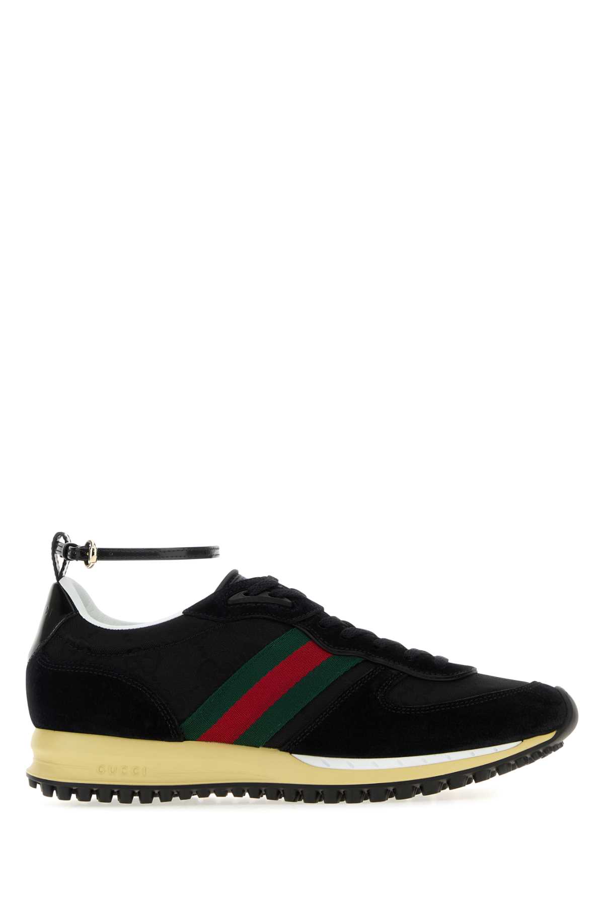 Gucci Black Gg Fabric And Suede Re-motion Sneakers In Multi