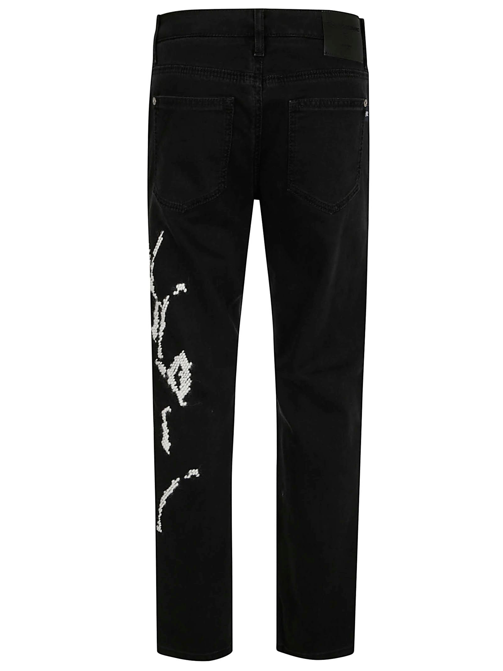 Ermanno Scervino Straight-leg Black Jeans With Artistic Embroidery In Black