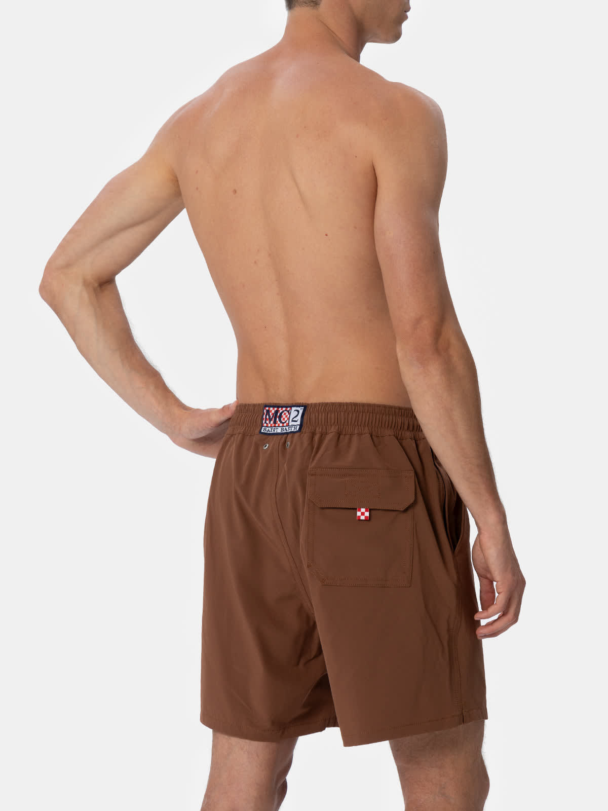 Shop Mc2 Saint Barth Man Brown Comfort Swim Shorts