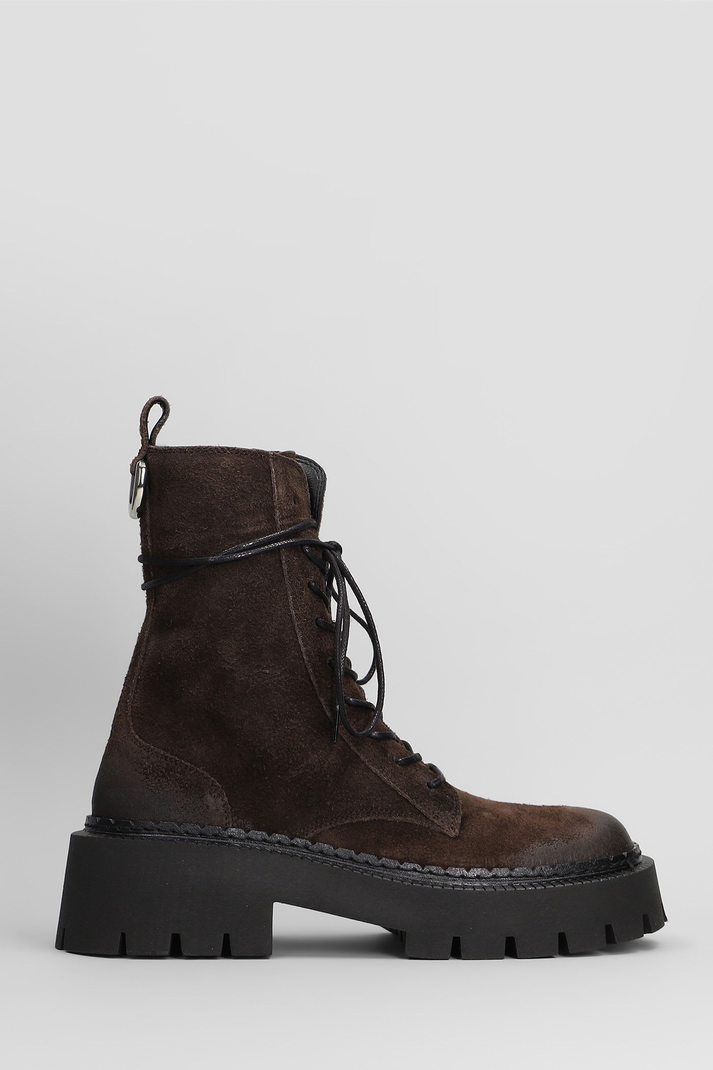 Vic Matié Rust 350 Combat Boots In Brown Suede