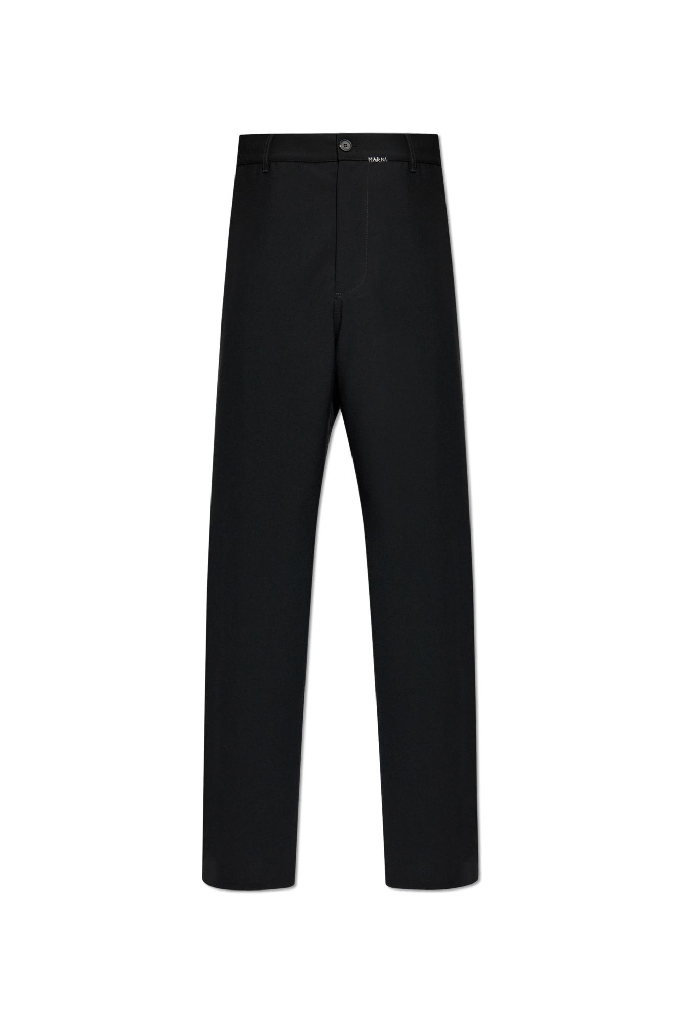 Shop Marni Logo Pants In Black