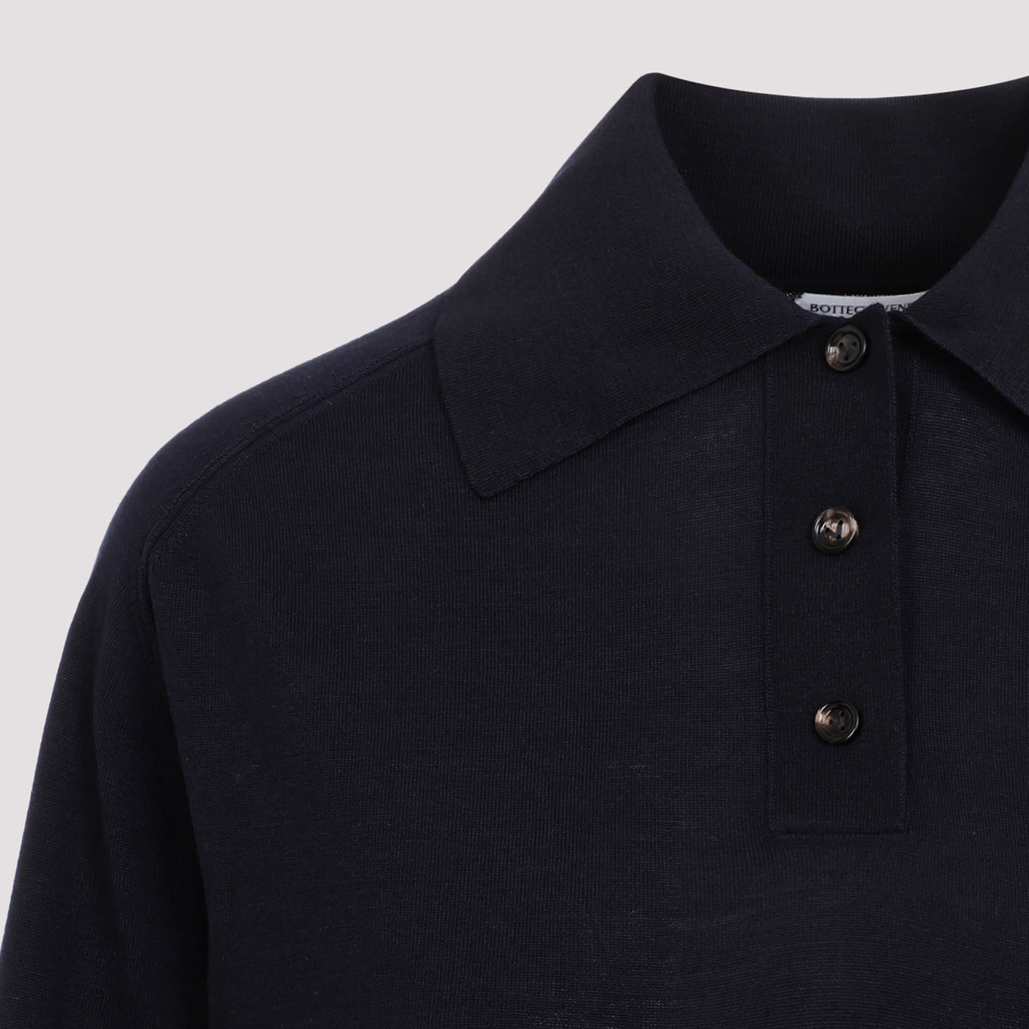 Shop Bottega Veneta Long Sleeves Polo In Navy