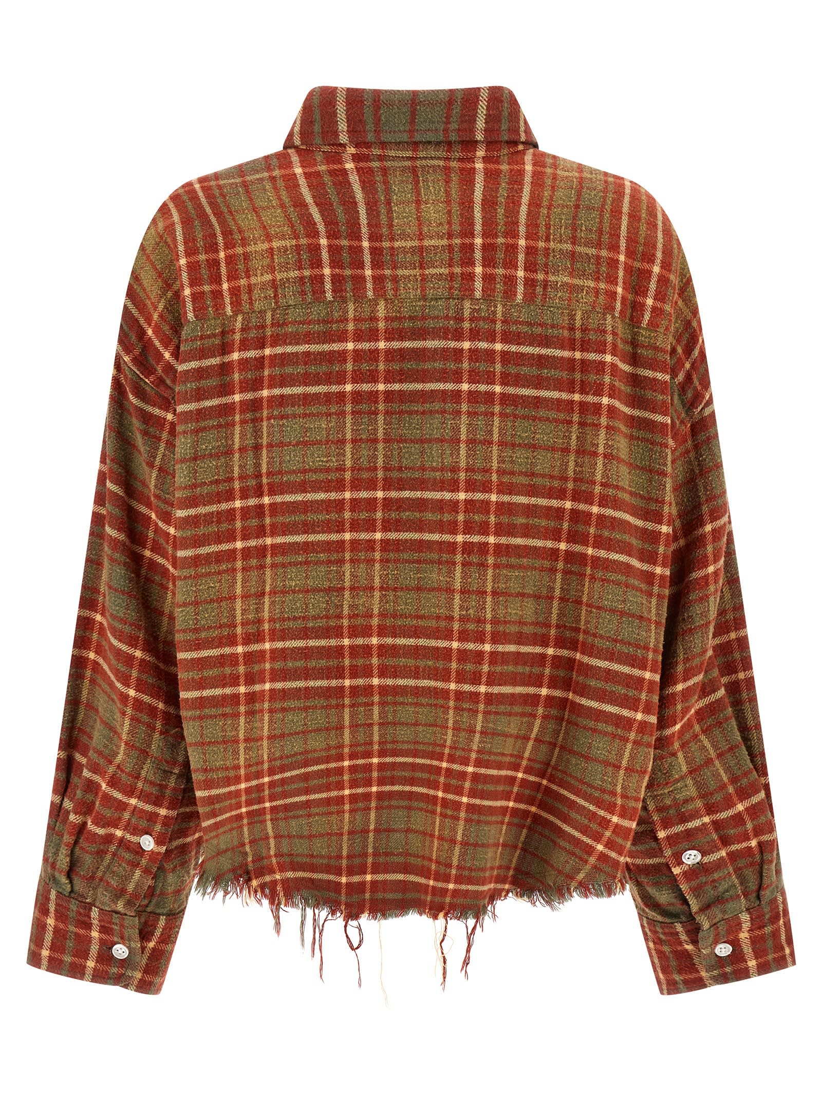 R13 Plaid Shirt With Frayed Hem In Multi