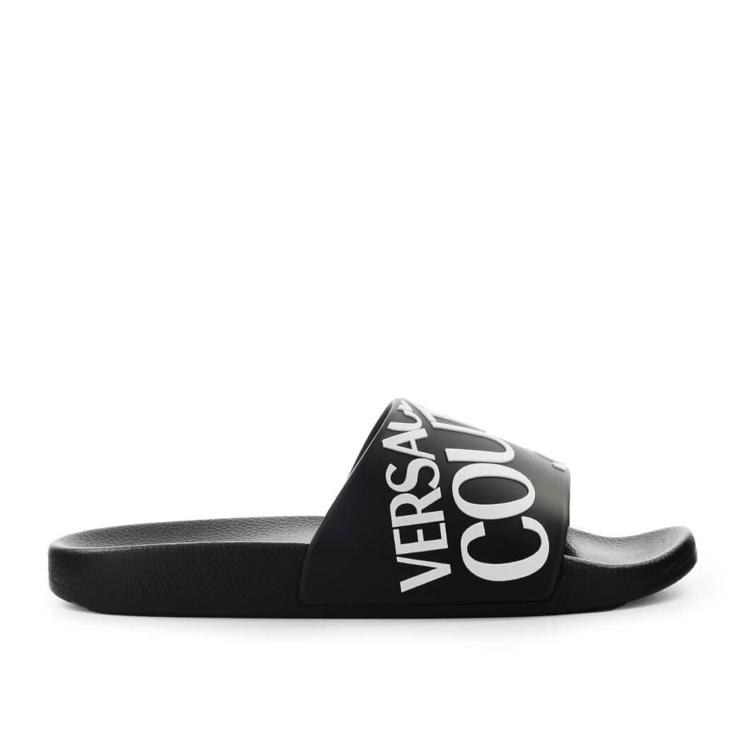 Versace Jeans Couture Black Slide With White Logo
