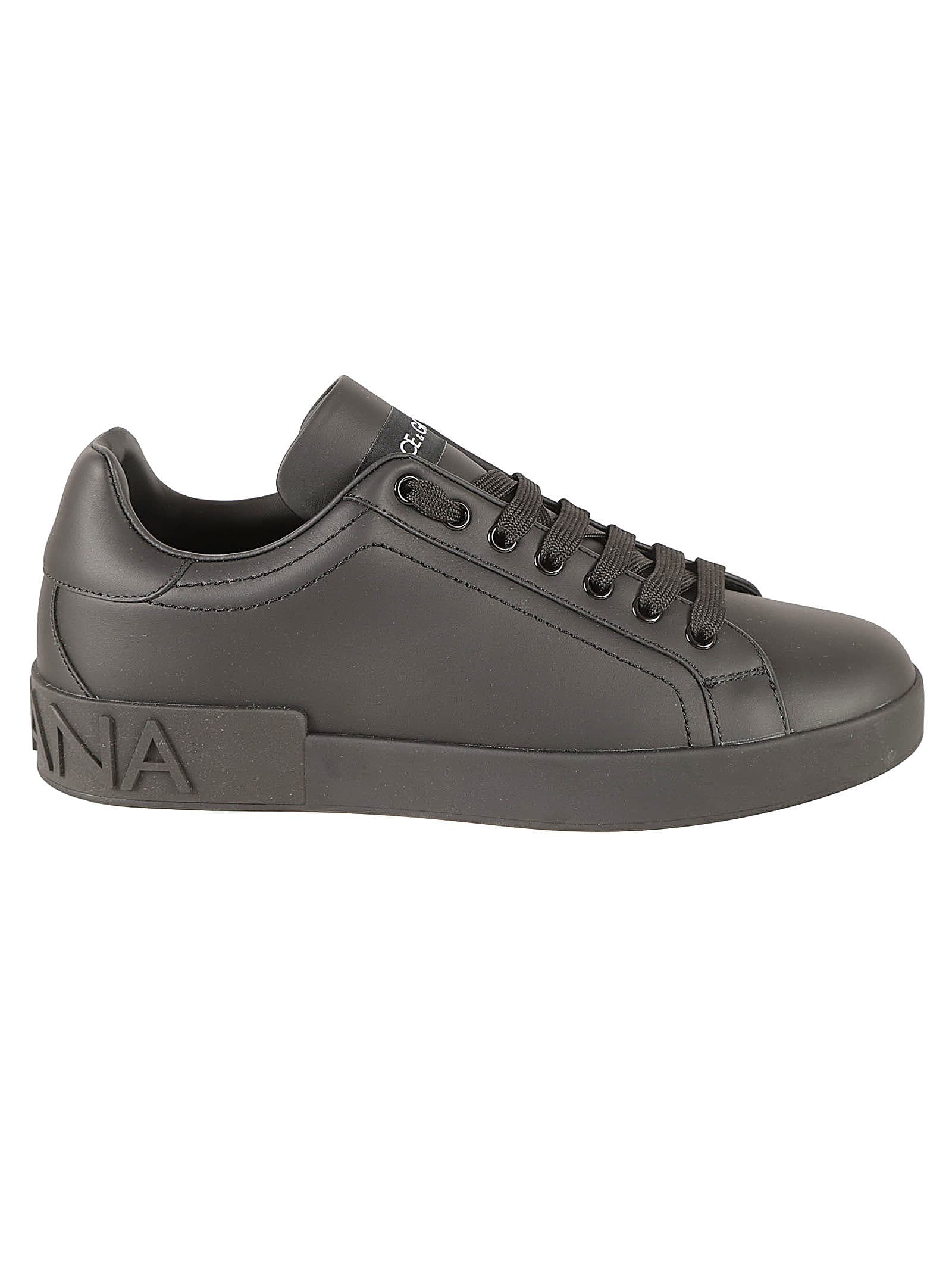 Dolce & Gabbana Logo Embossed Sole Trainers In Black