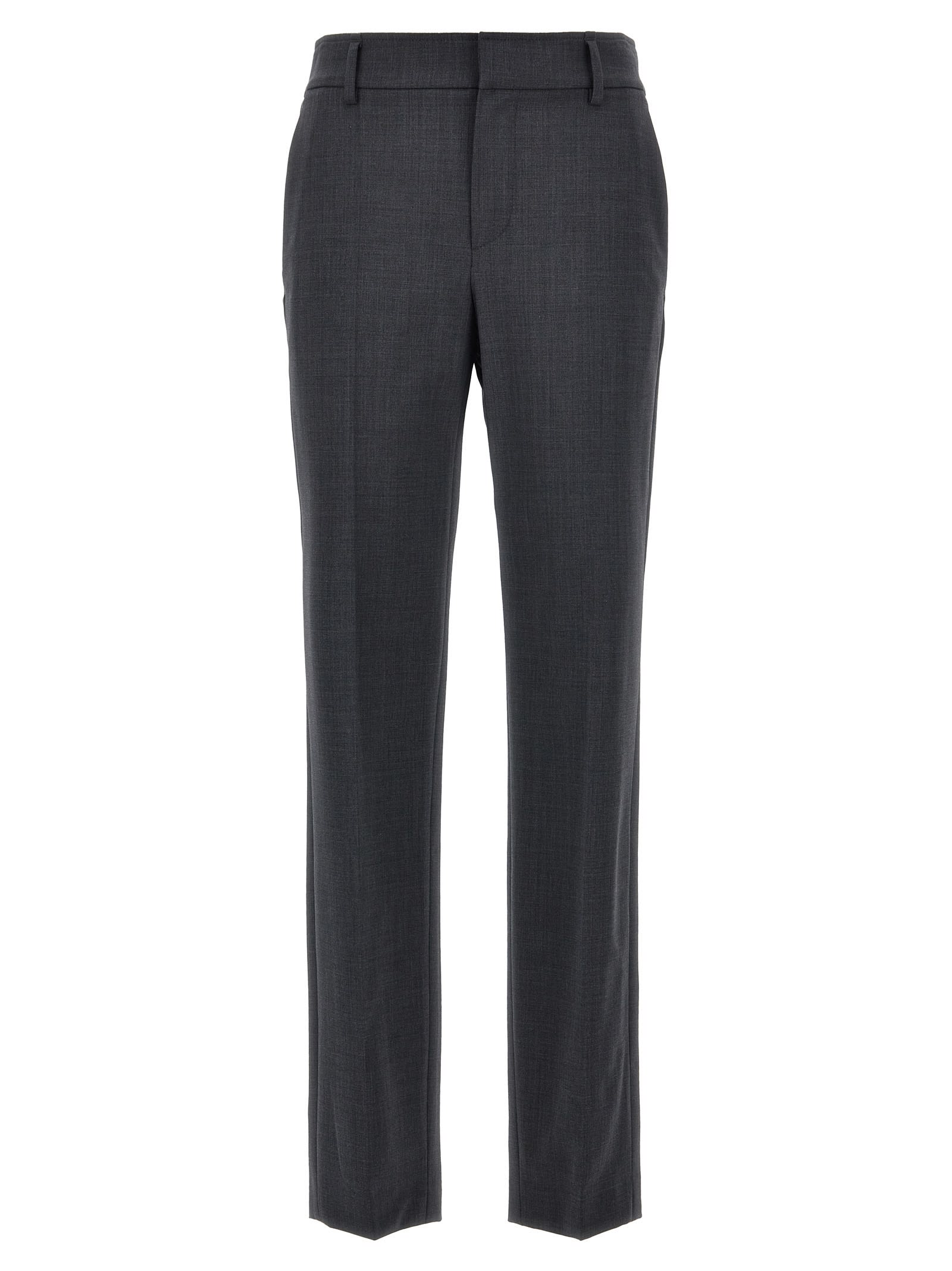 Shop Brunello Cucinelli Wool Cigarette Pants In Gray