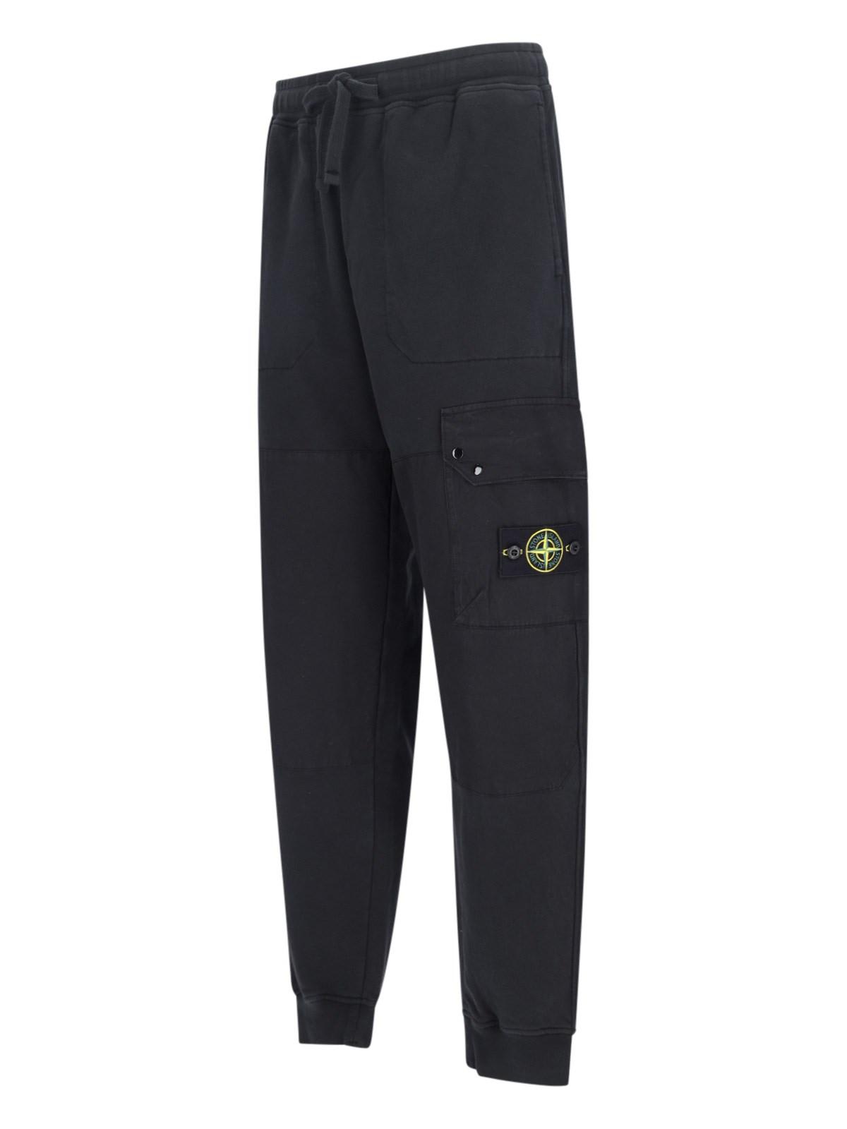 Shop Stone Island Cargo Track Pants In Nero