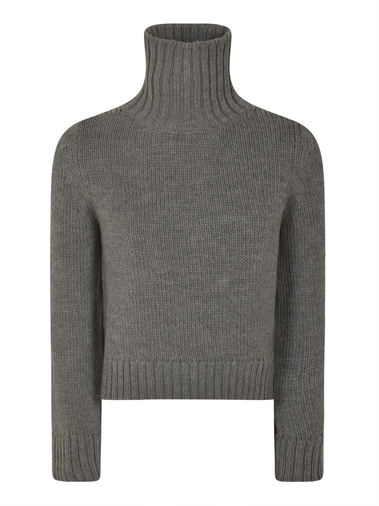 High Turtleneck Cropped Knit Pullover