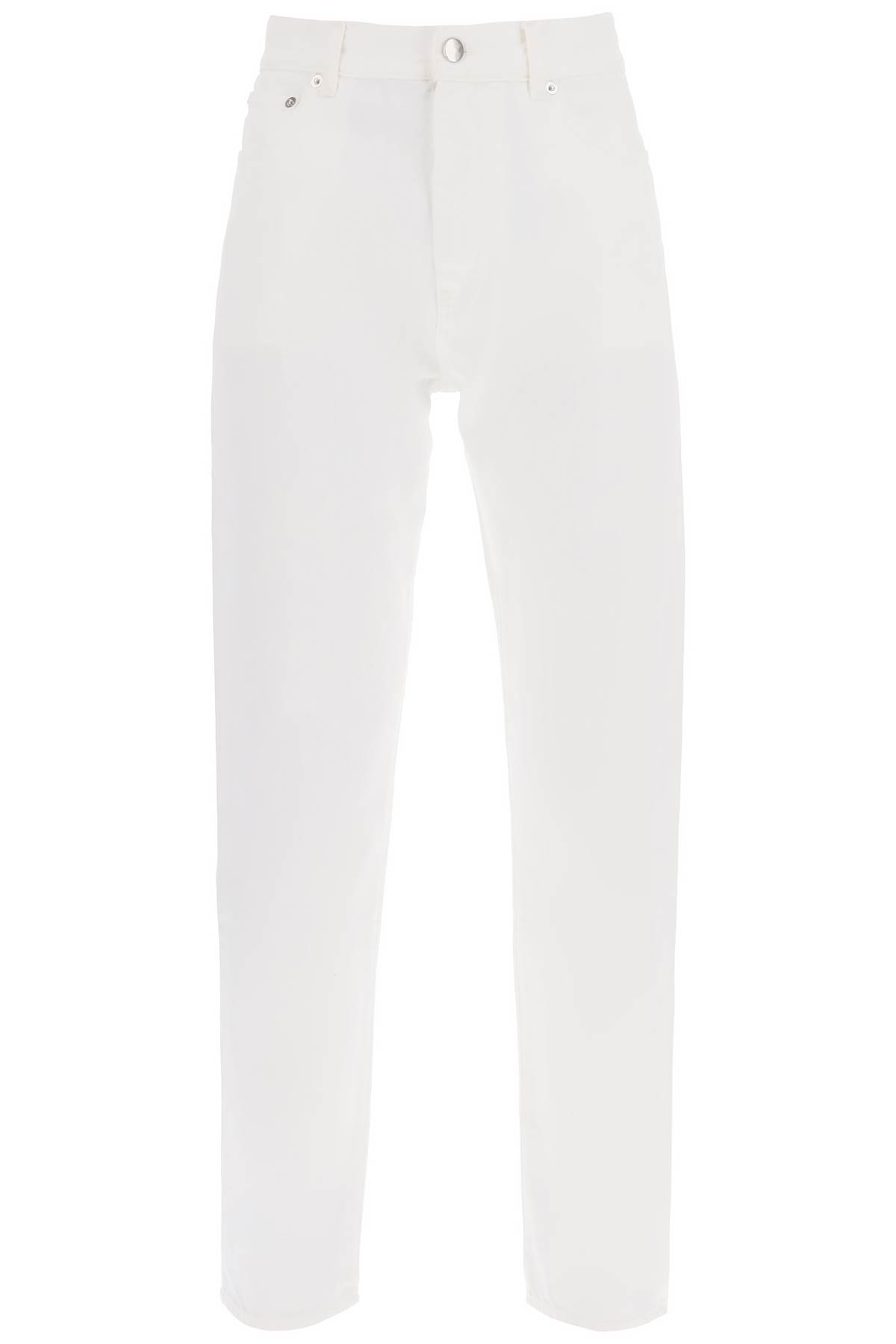 Shop Loulou Studio Cropped Straight Cut Jeans In Ivory