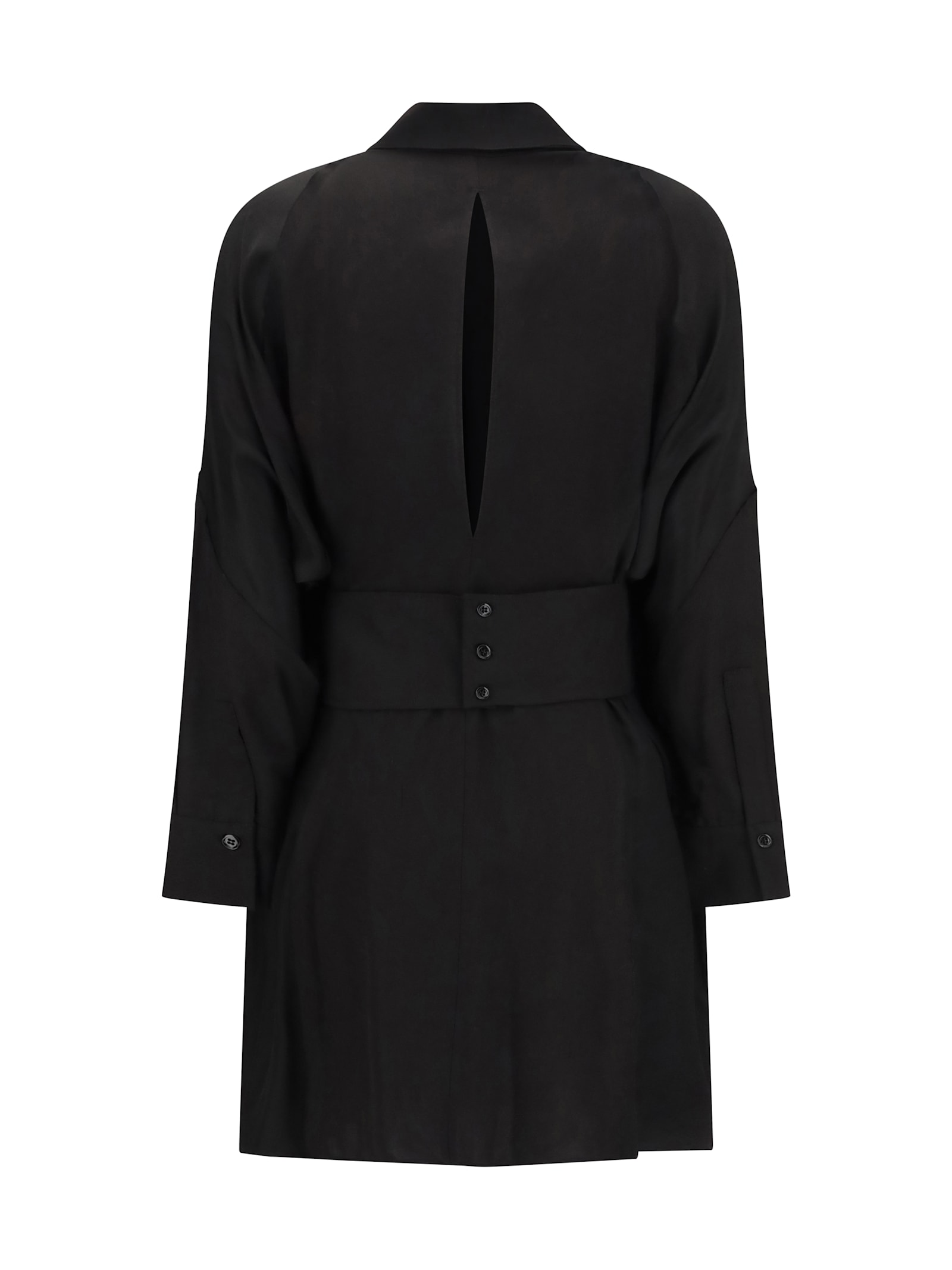 Pinko Short Shirt Dress In Habotai And Cotton