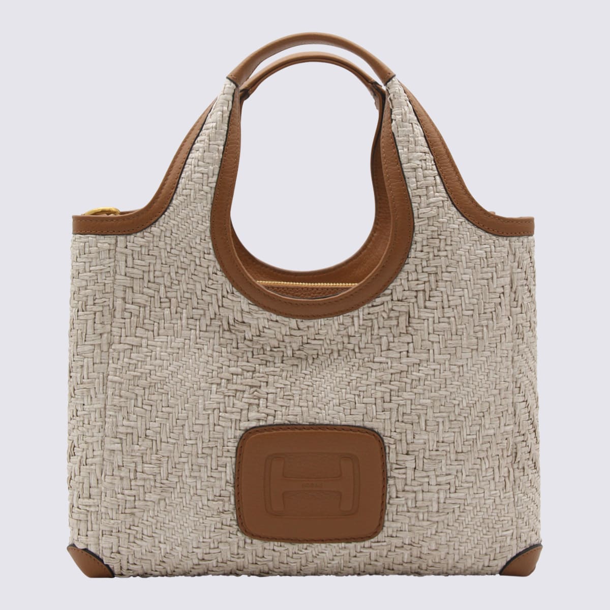 Shop Hogan Natural Leather Tote Bag