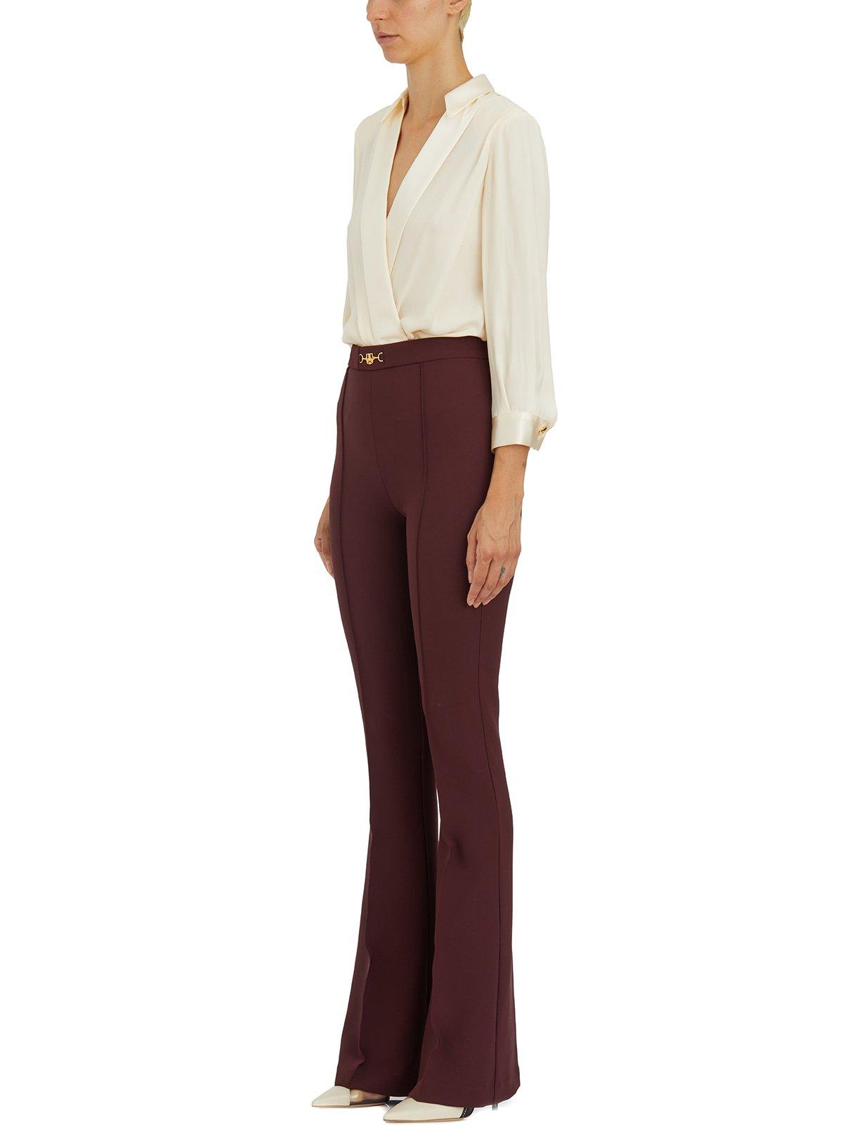 Shop Elisabetta Franchi Horsebit Combined Jumpsuit In Red/neutrals