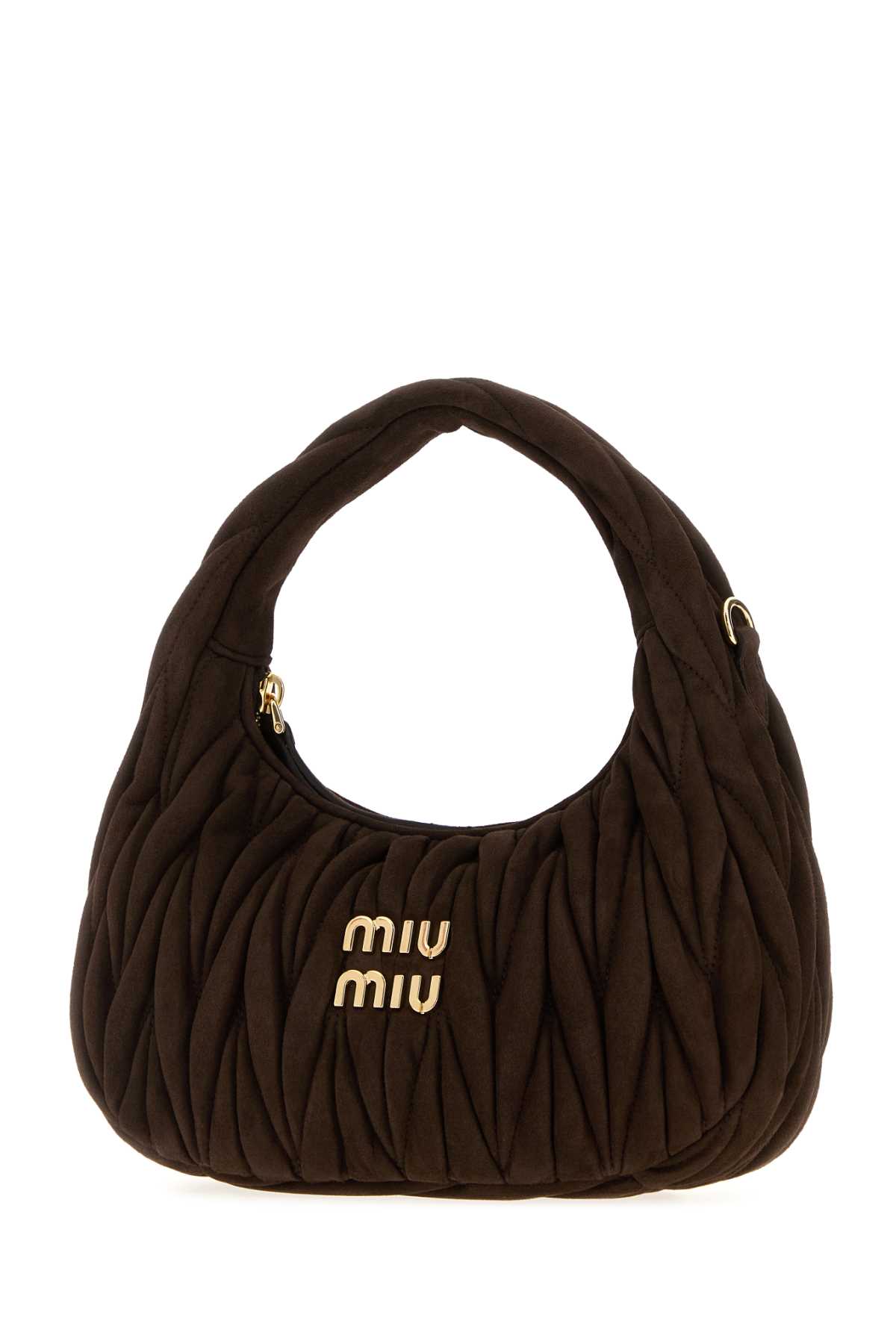 Miu Miu Dark Brown Suede Handbag In Brown