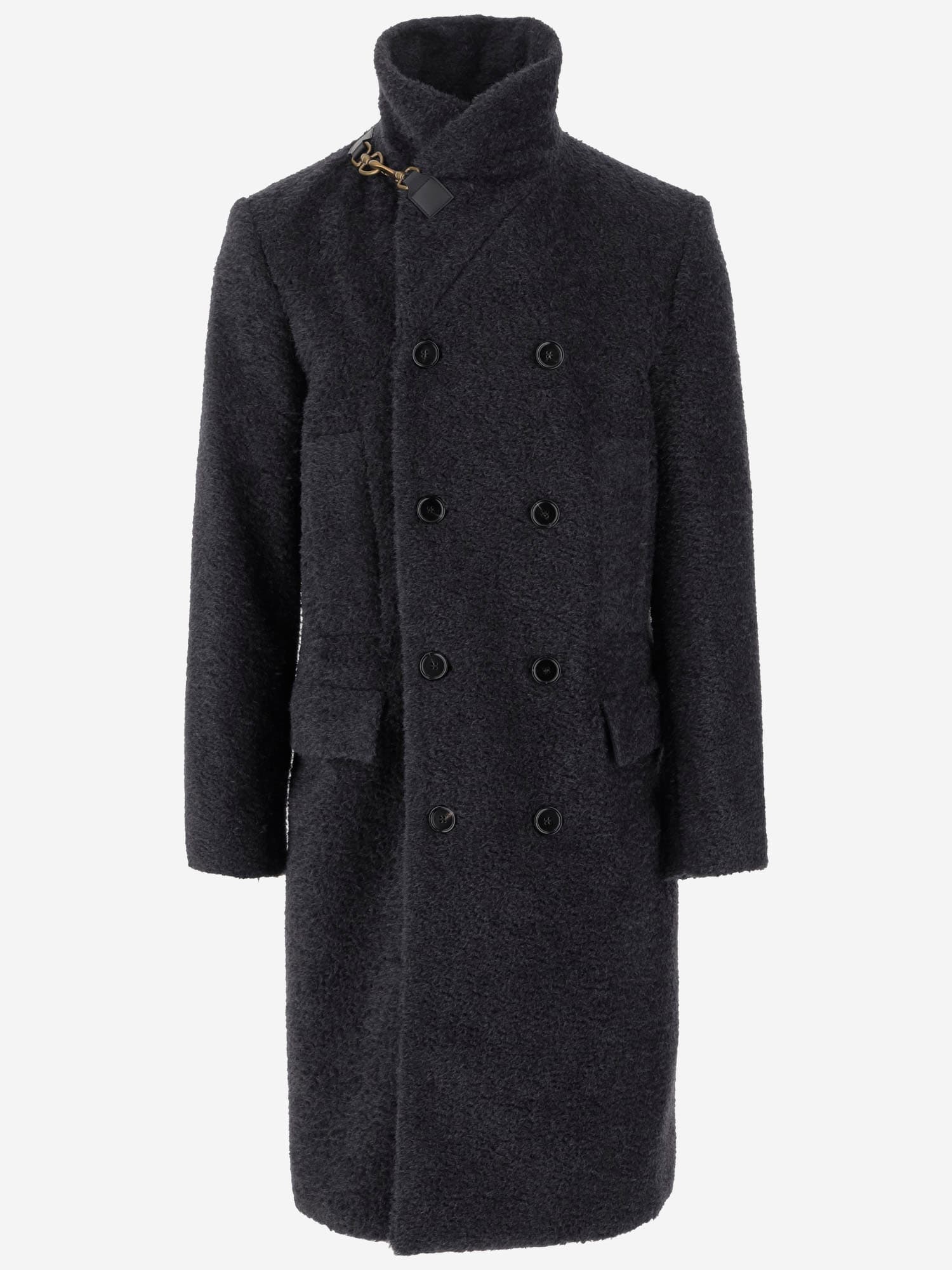 Shop Burberry Wool And Cotton Double-breasted Coat In Grey