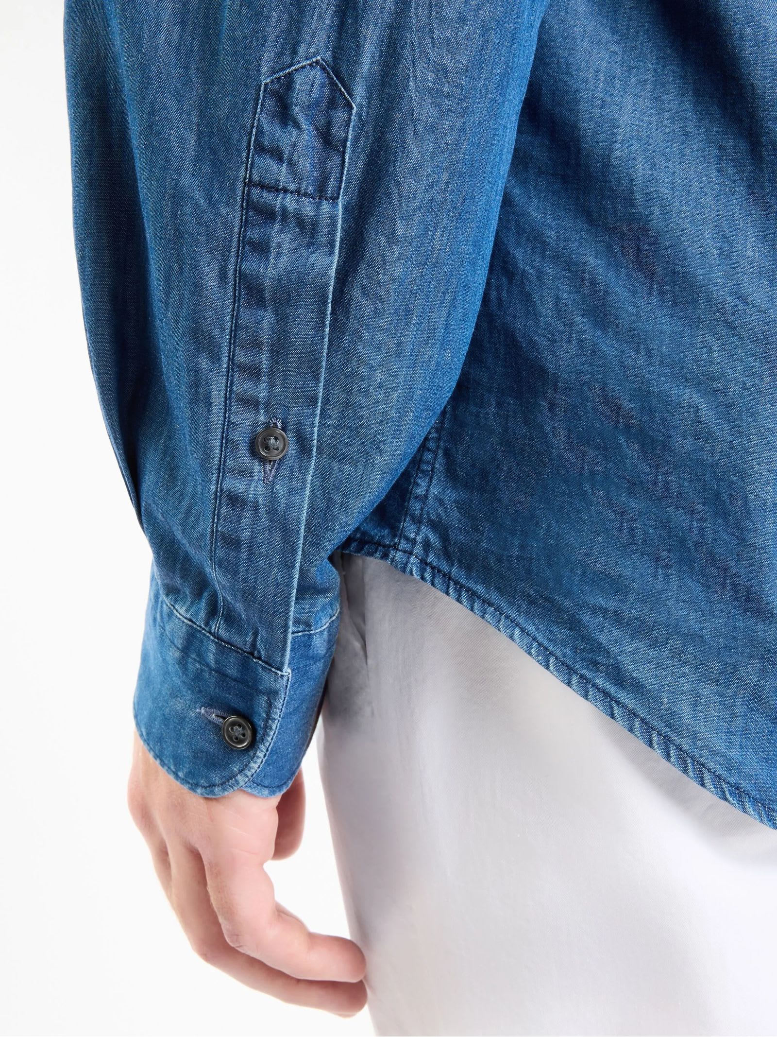 Fay Denim Stone Washed Shirt In Blue