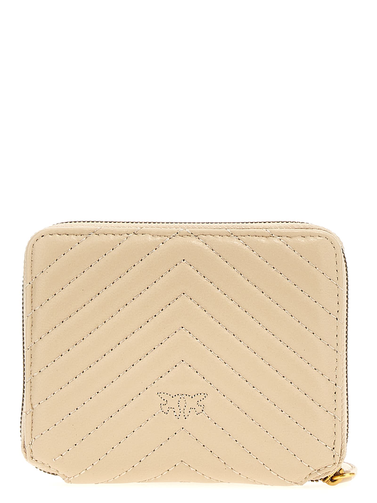 Pinko 'tyler' Chevron Pattern Wallet In Beige