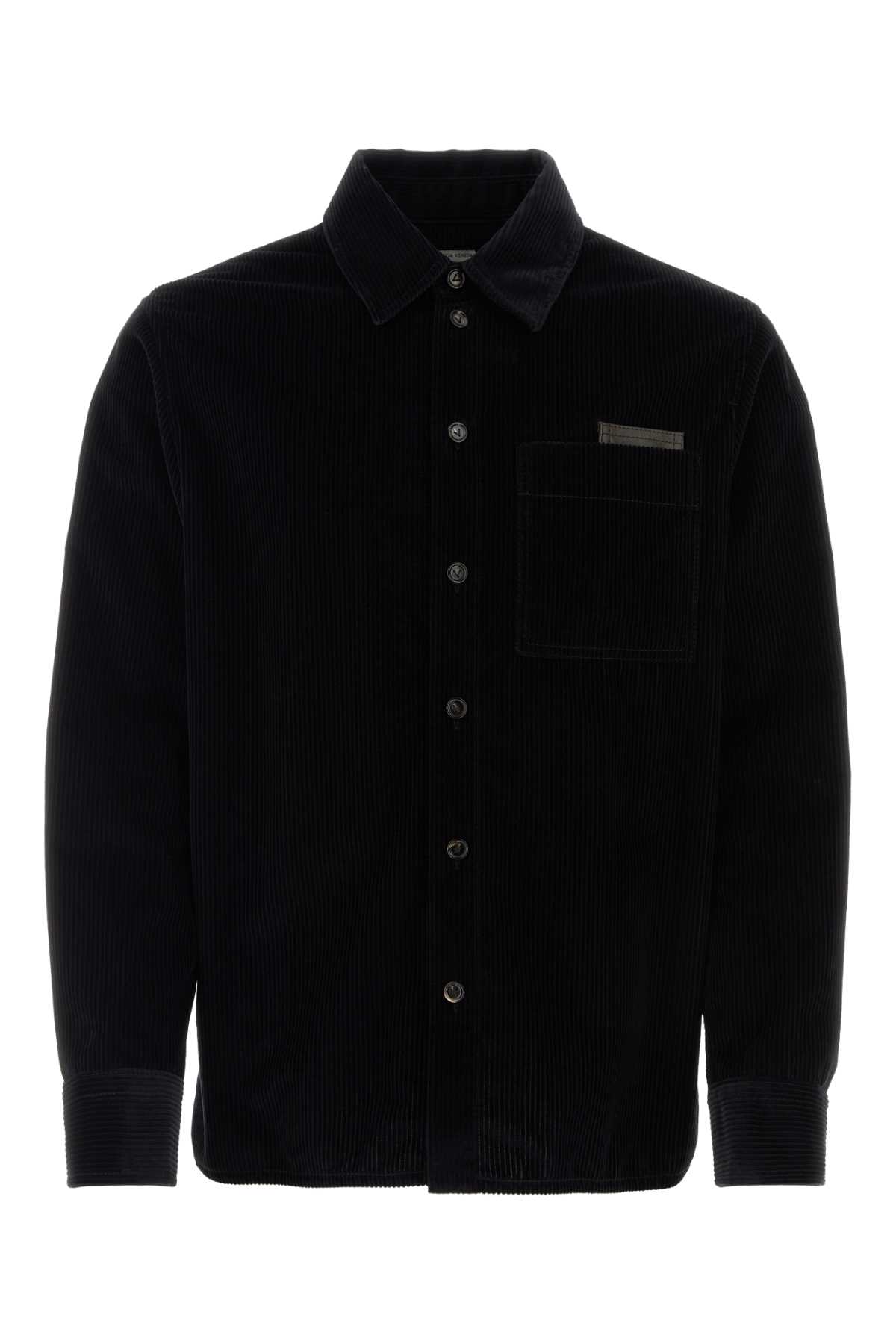 Shop Bottega Veneta Midnight Blue Corduroy Shirt In Midnightblue