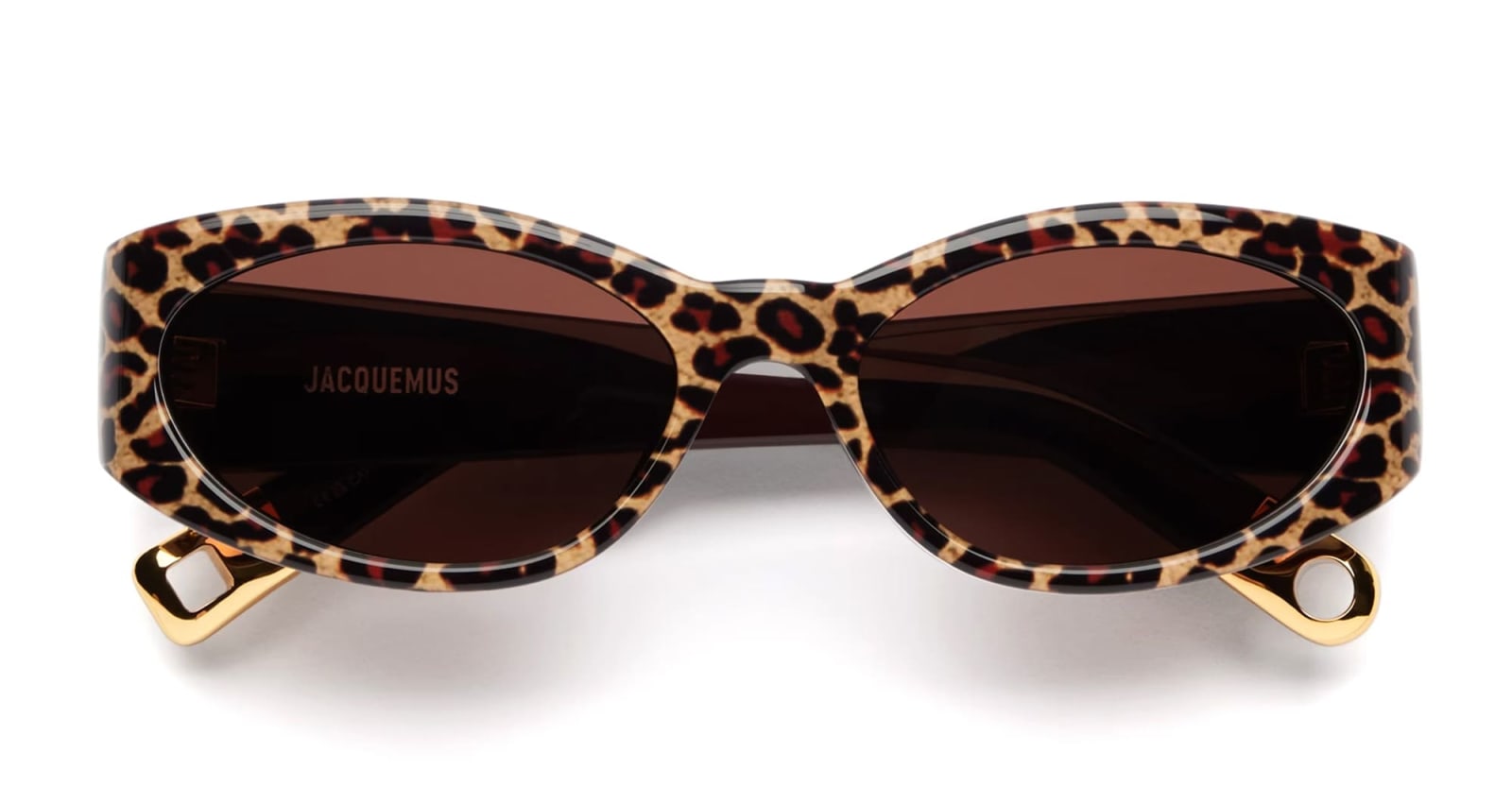 Shop Jacquemus Ovalo - Leopard Sunglasses In Brown