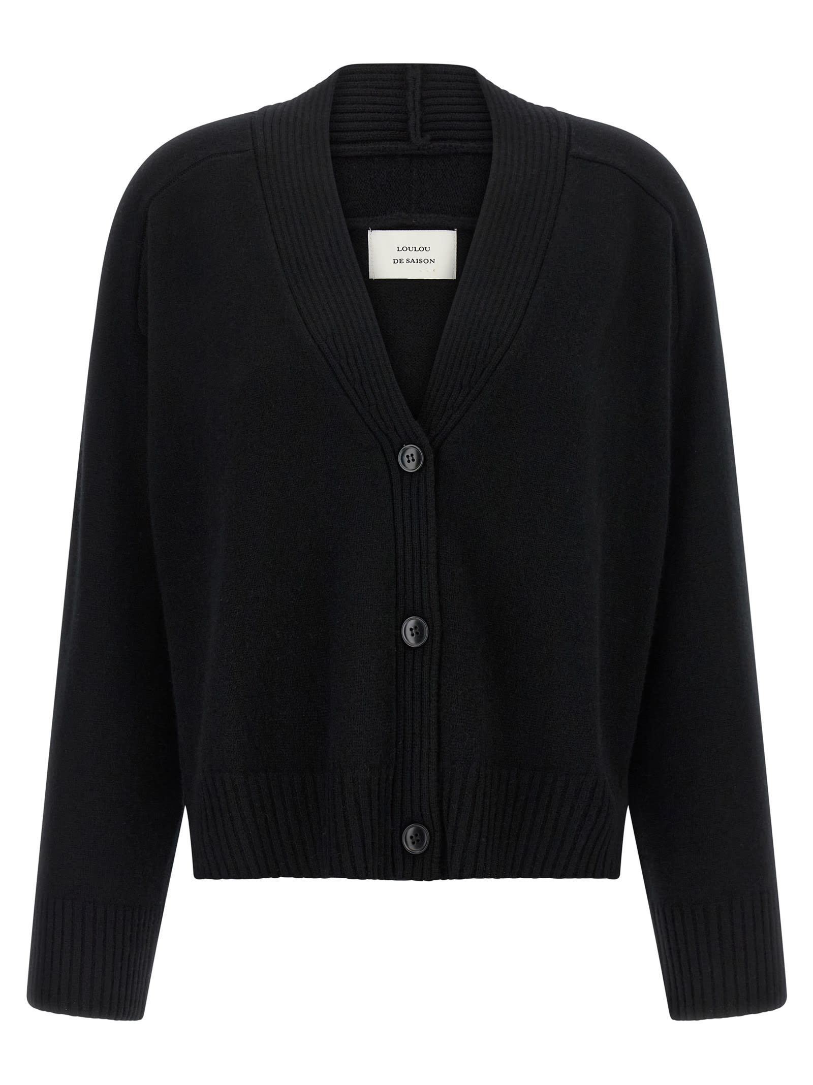 Loulou Studio Zanzibar Cropped Wool-cashmere Cardigan In Black