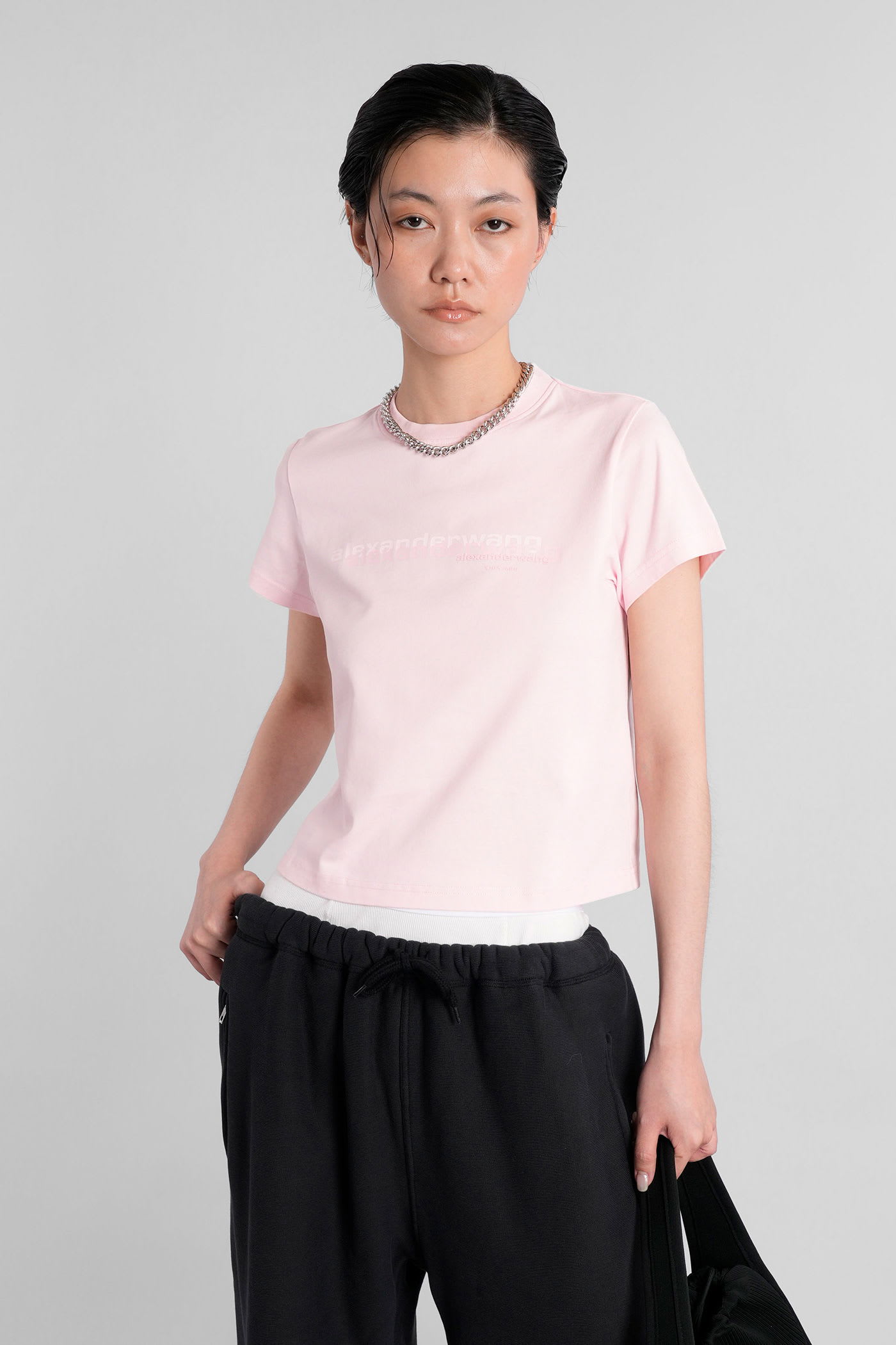 Alexander Wang T-shirt In Rose-pink Cotton In Multi