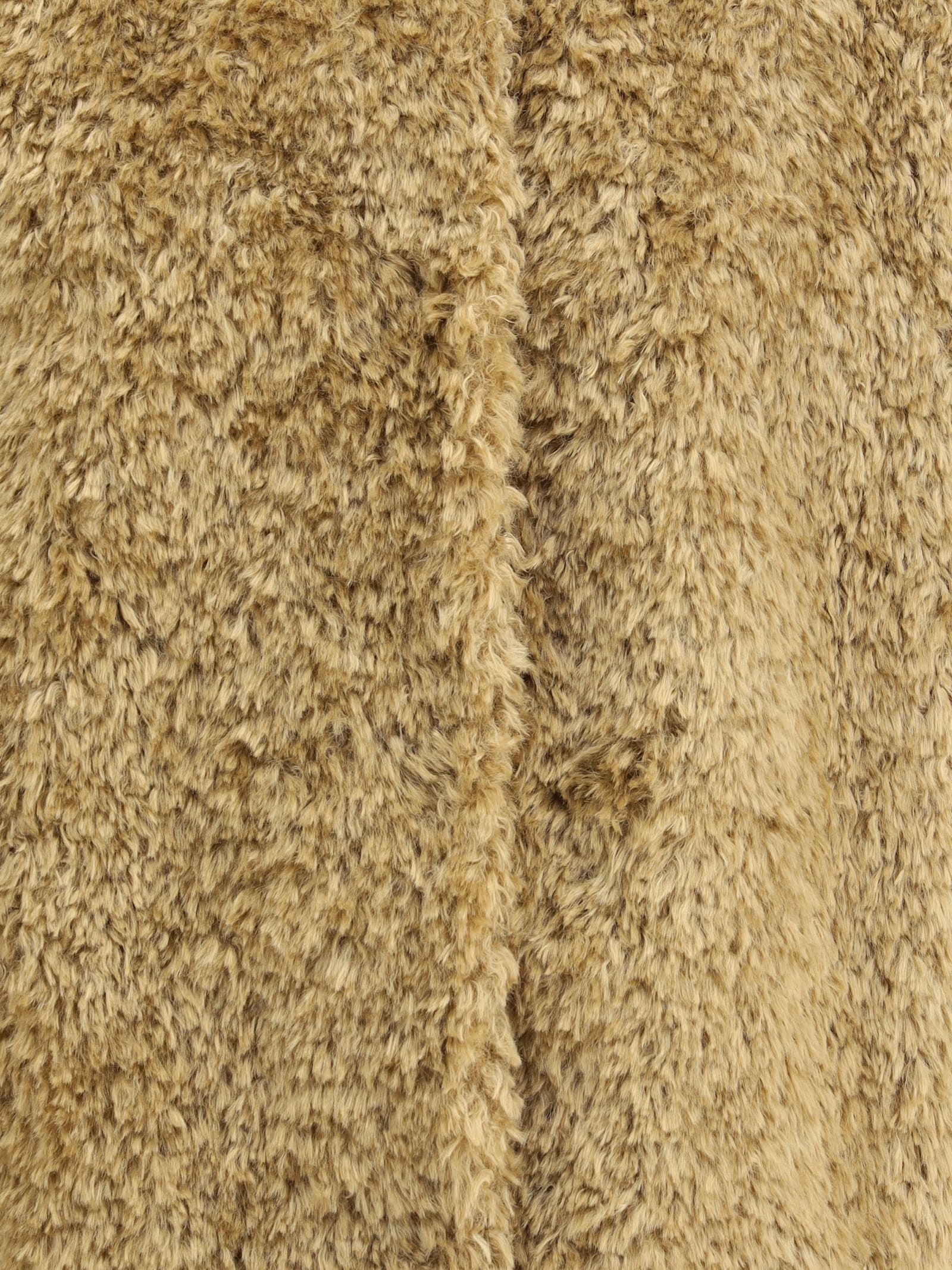 Herno Cape In Curly Alternative Fur In Yellow