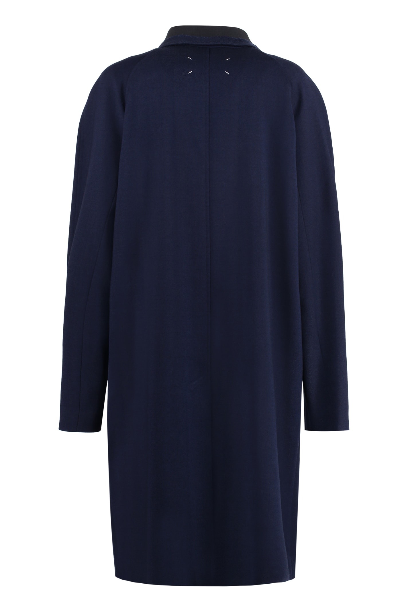 Shop Maison Margiela Single-breasted Wool Coat In Blue