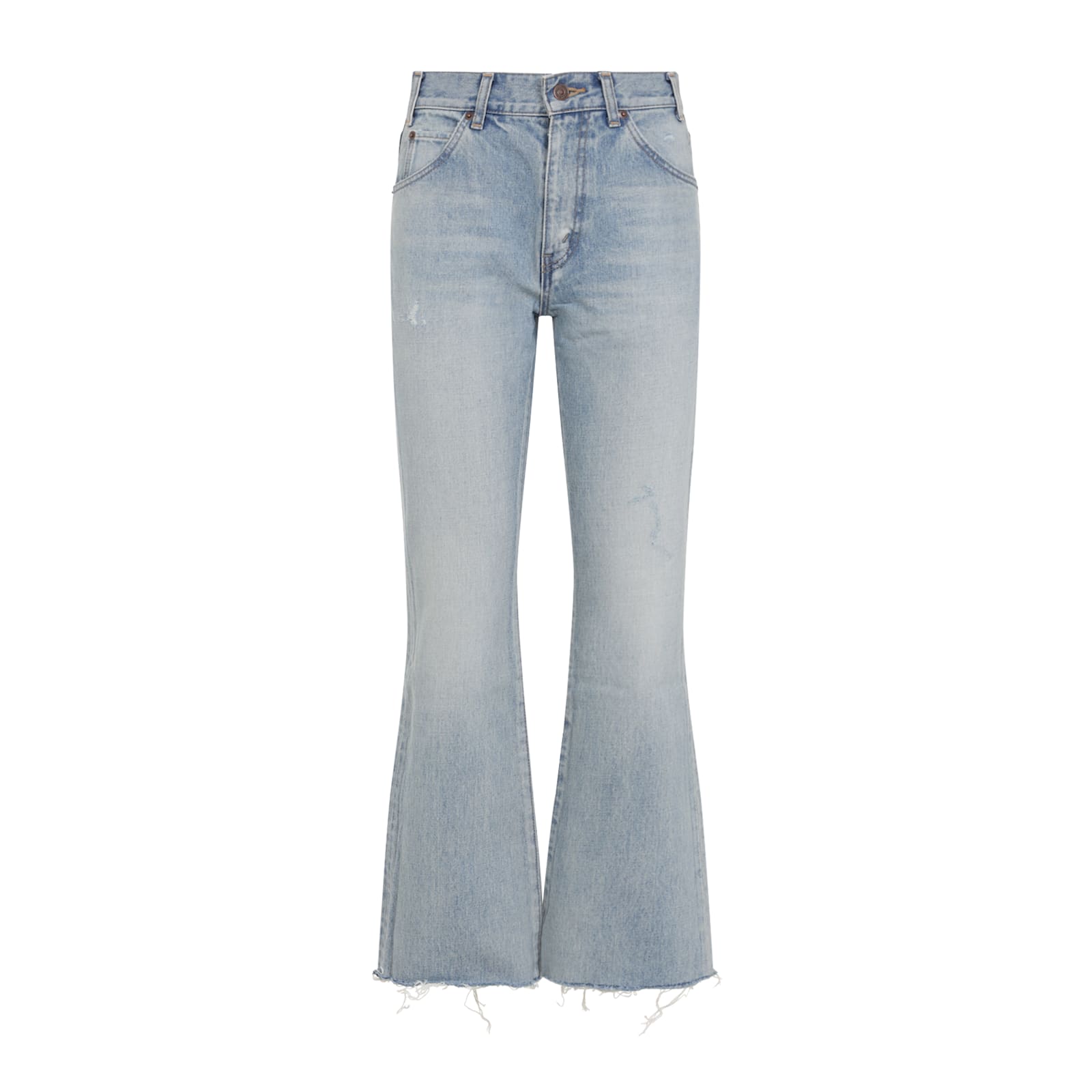 Celine Flared Leg Trousers With Front And Back Pockets In Blue