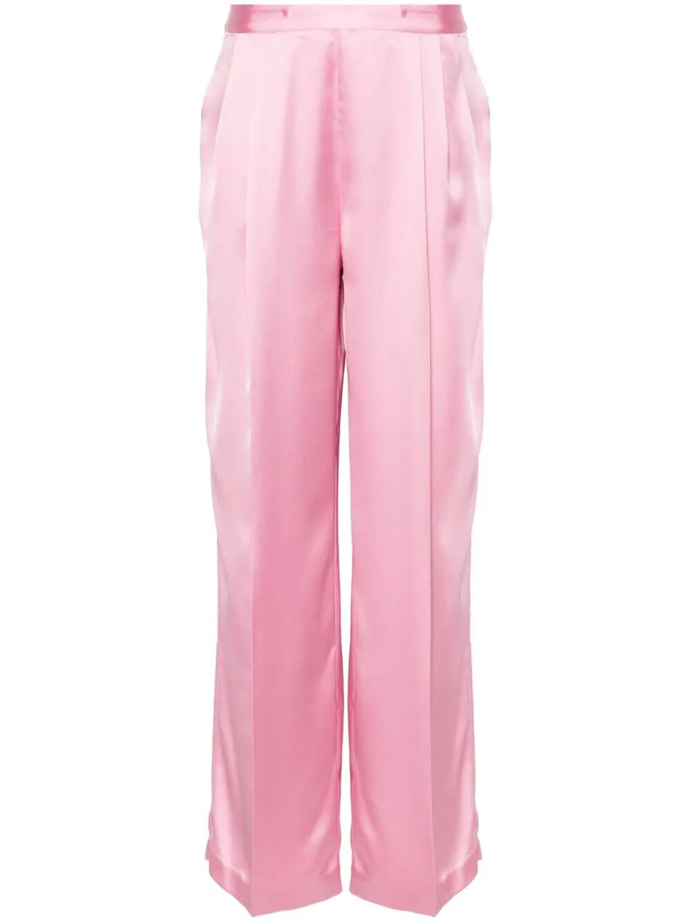 Shop Twinset Satin Wide Leg Pants In Bright Pink