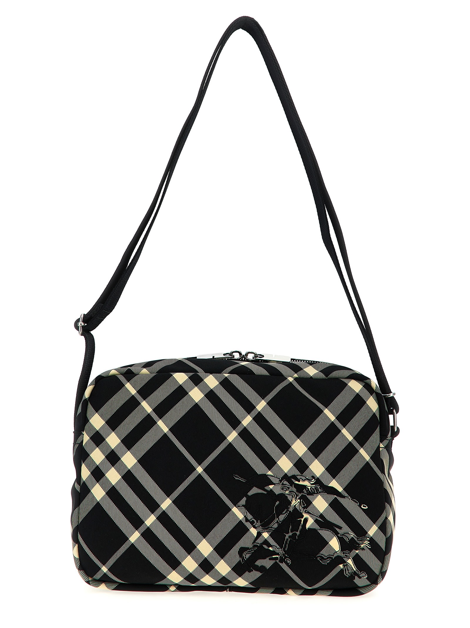 Shop Burberry Check Crossbody Bag In Black