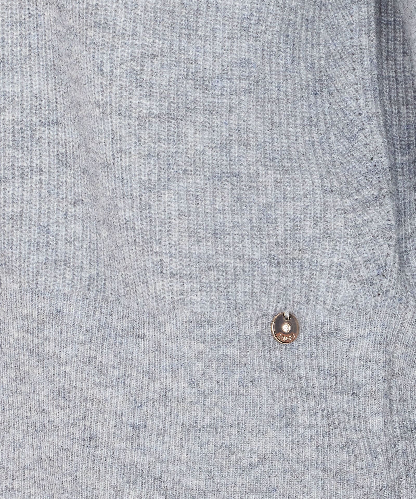 Liu •jo Ribbed Knit Sweater With Pearl Button Detail In Gray