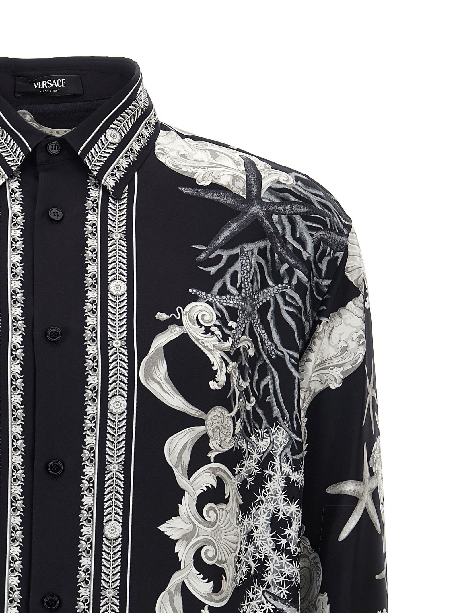 Shop Versace Barocco Sea Shirt In White/black