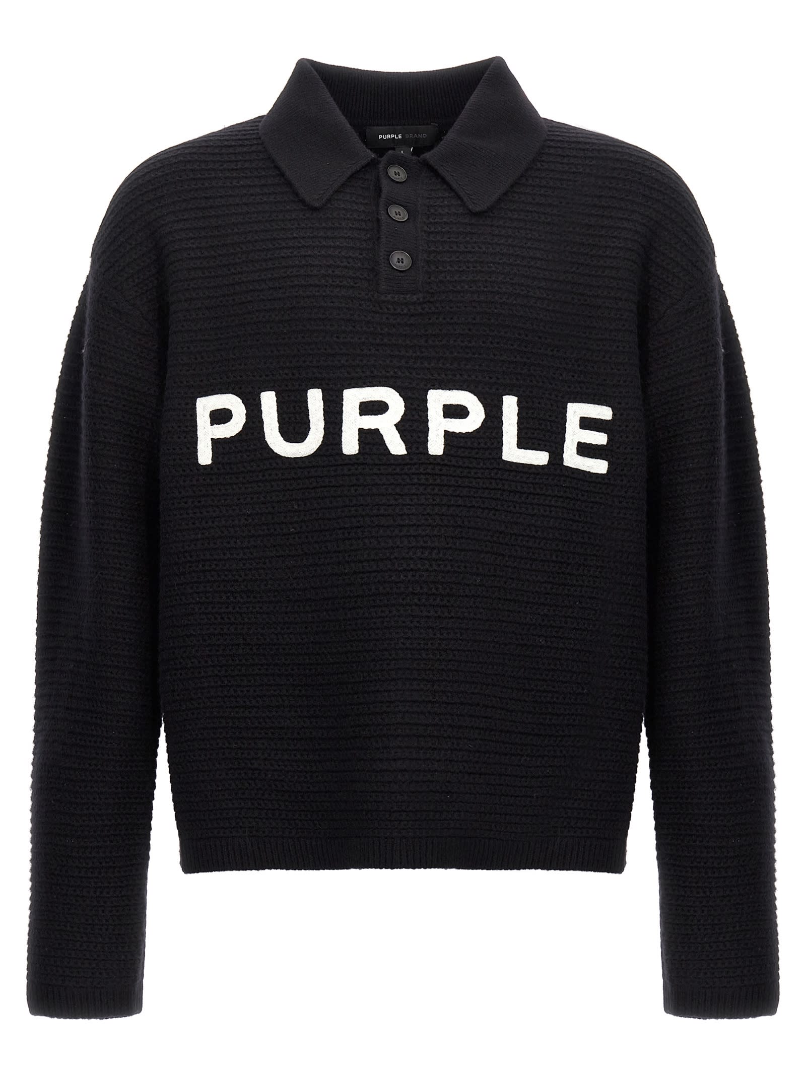 Shop Purple Brand Logo Embroidery Sweater In Black