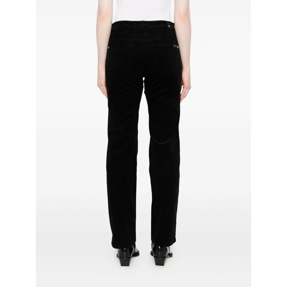 7 For All Mankind Embellished Straight Trousers In Black