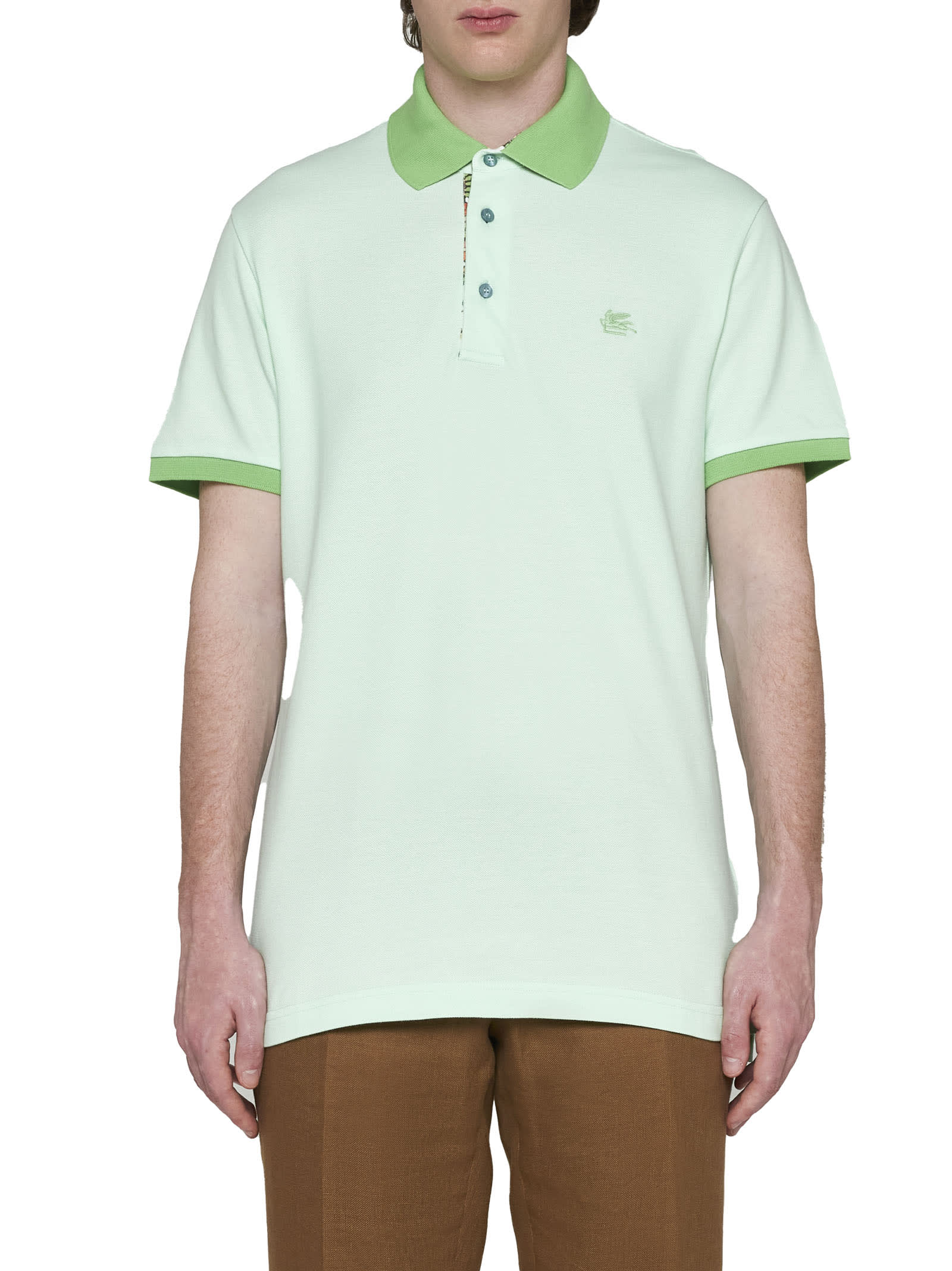 Shop Etro Polo Shirt In Verde Chiaro