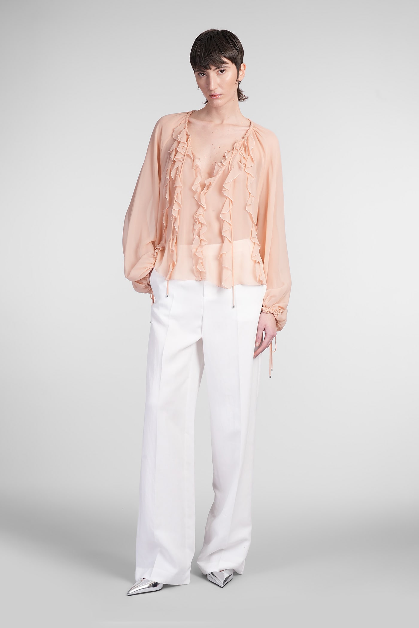 Blumarine Long-sleeved Shirt In Rose-pink