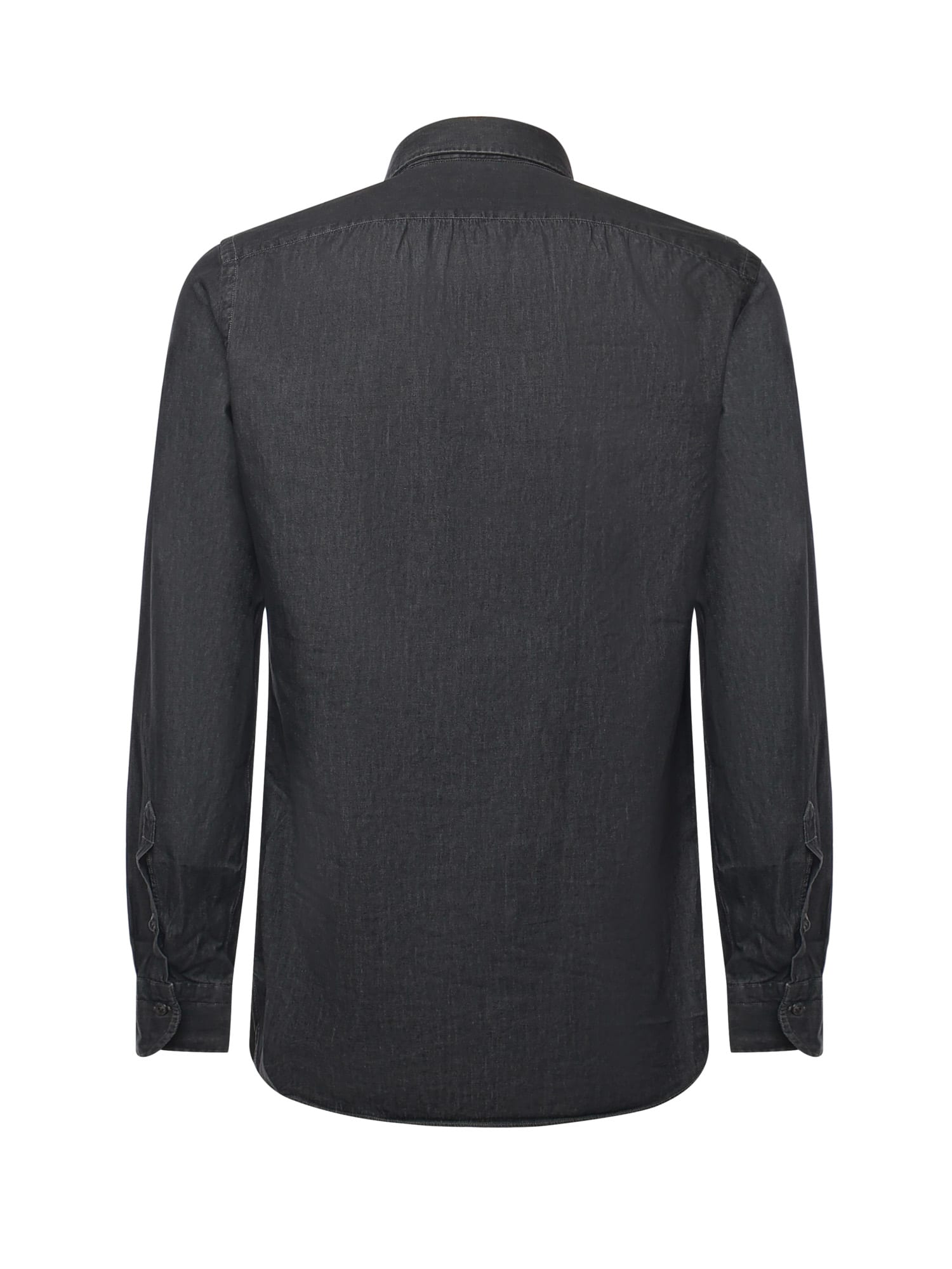 Borriello Napoli Cotton Denim Shirt In Black