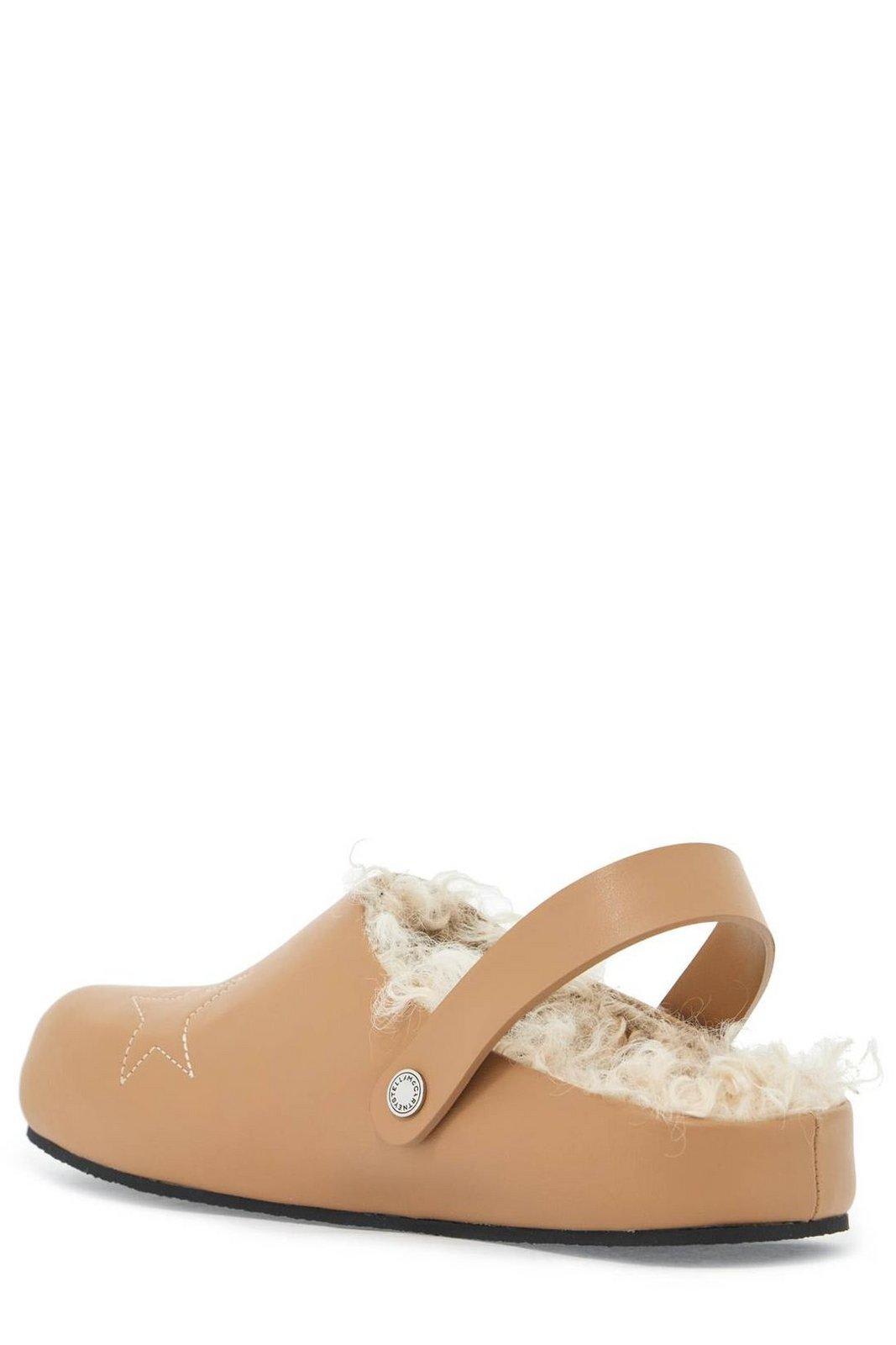 Shop Stella Mccartney Star Stitched Slip-on Slippers In Neutrals