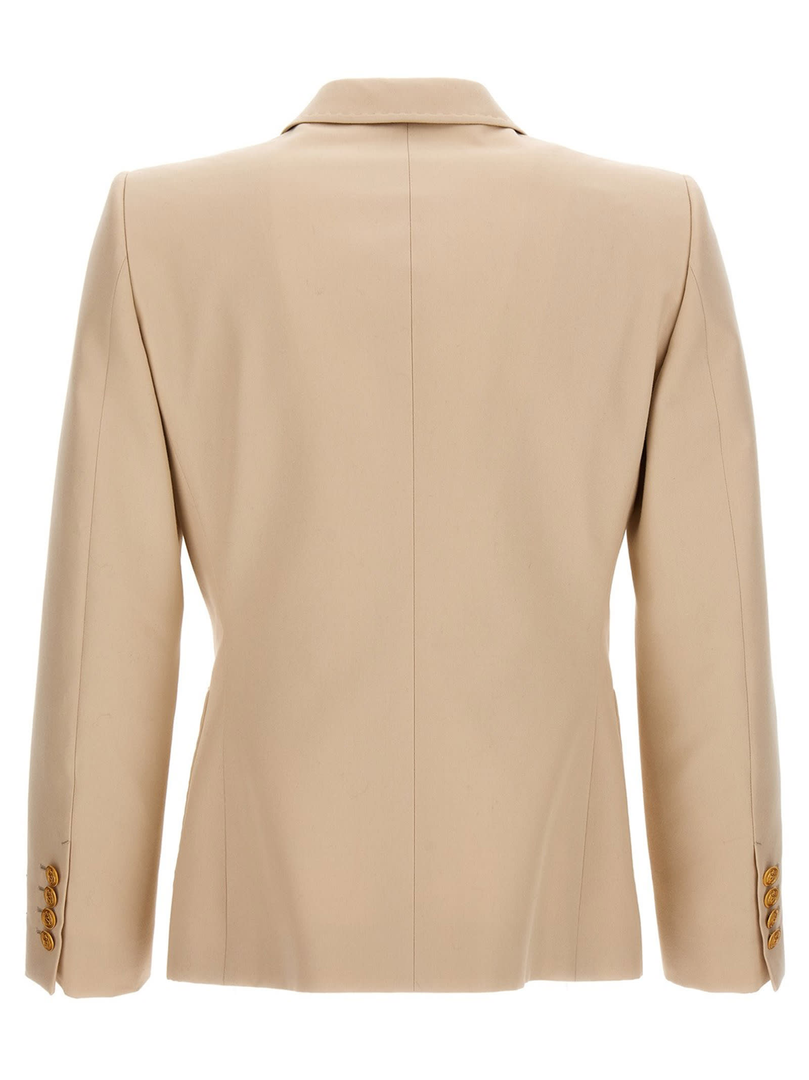 Shop Gucci Cotton Double Breast Blazer Jacket In Beige